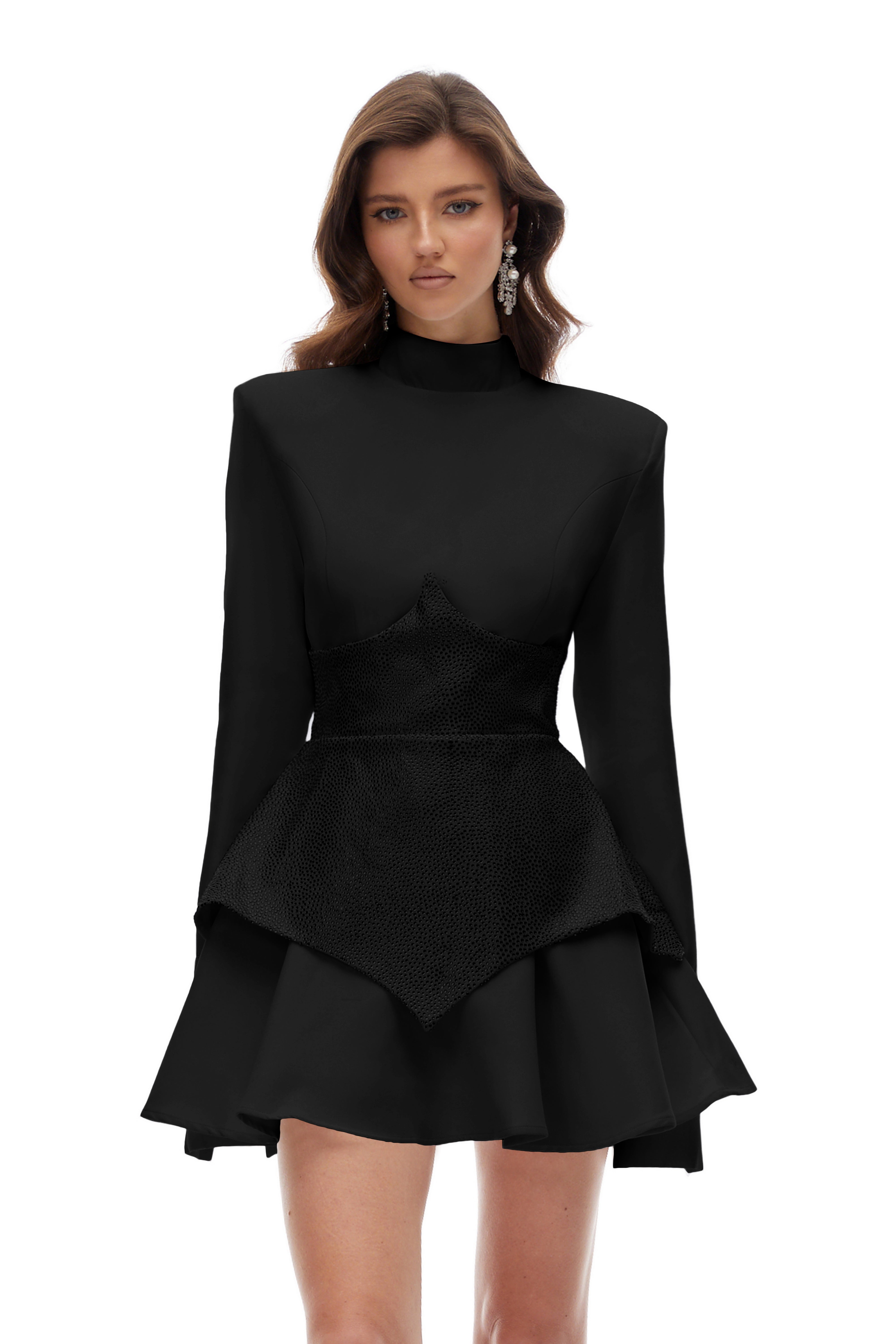 Veronica Schwarzes Minikleid mit Strassverzierung