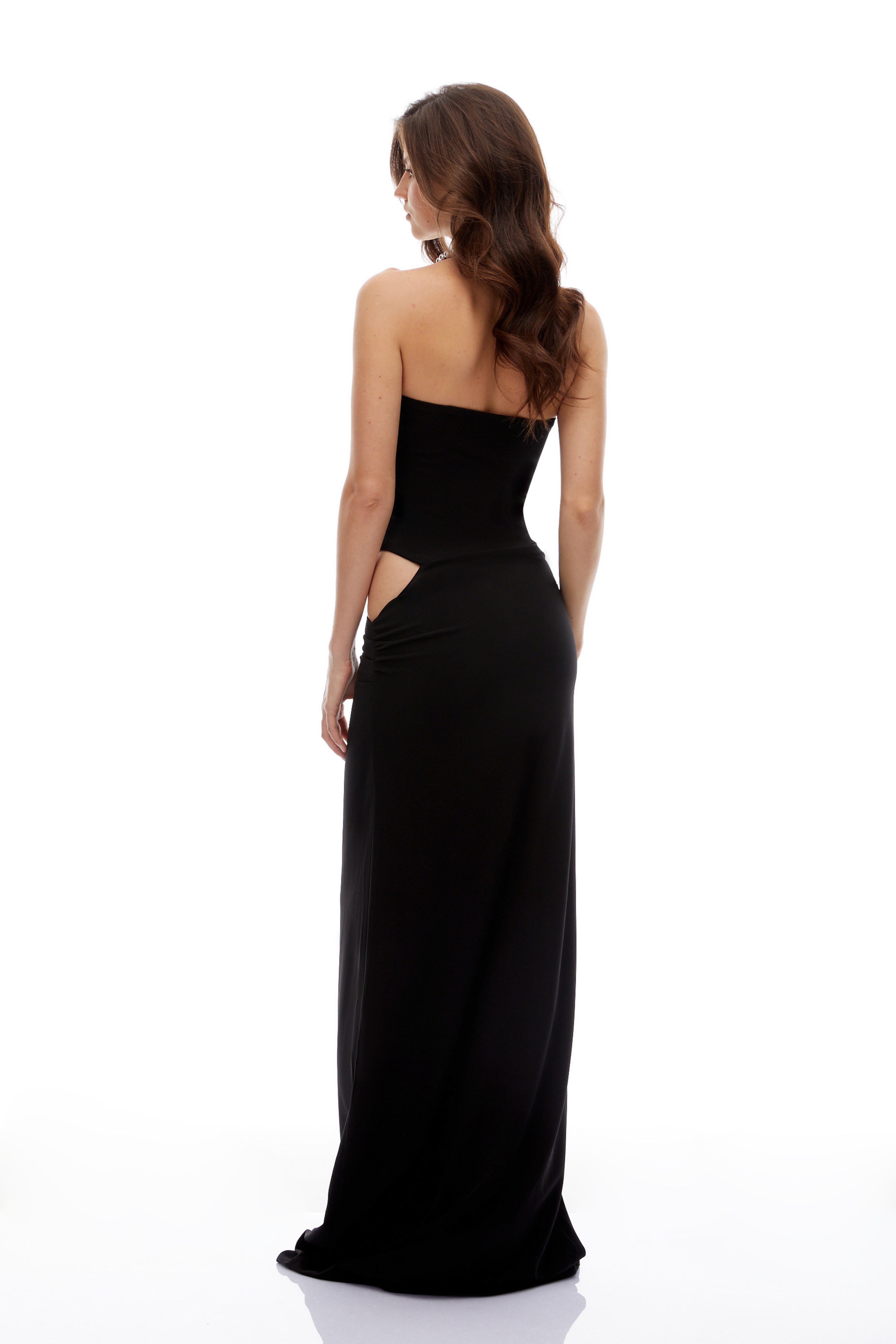 Kaelin Schwarzes Maxikleid mit Neckholder und Cut-outs