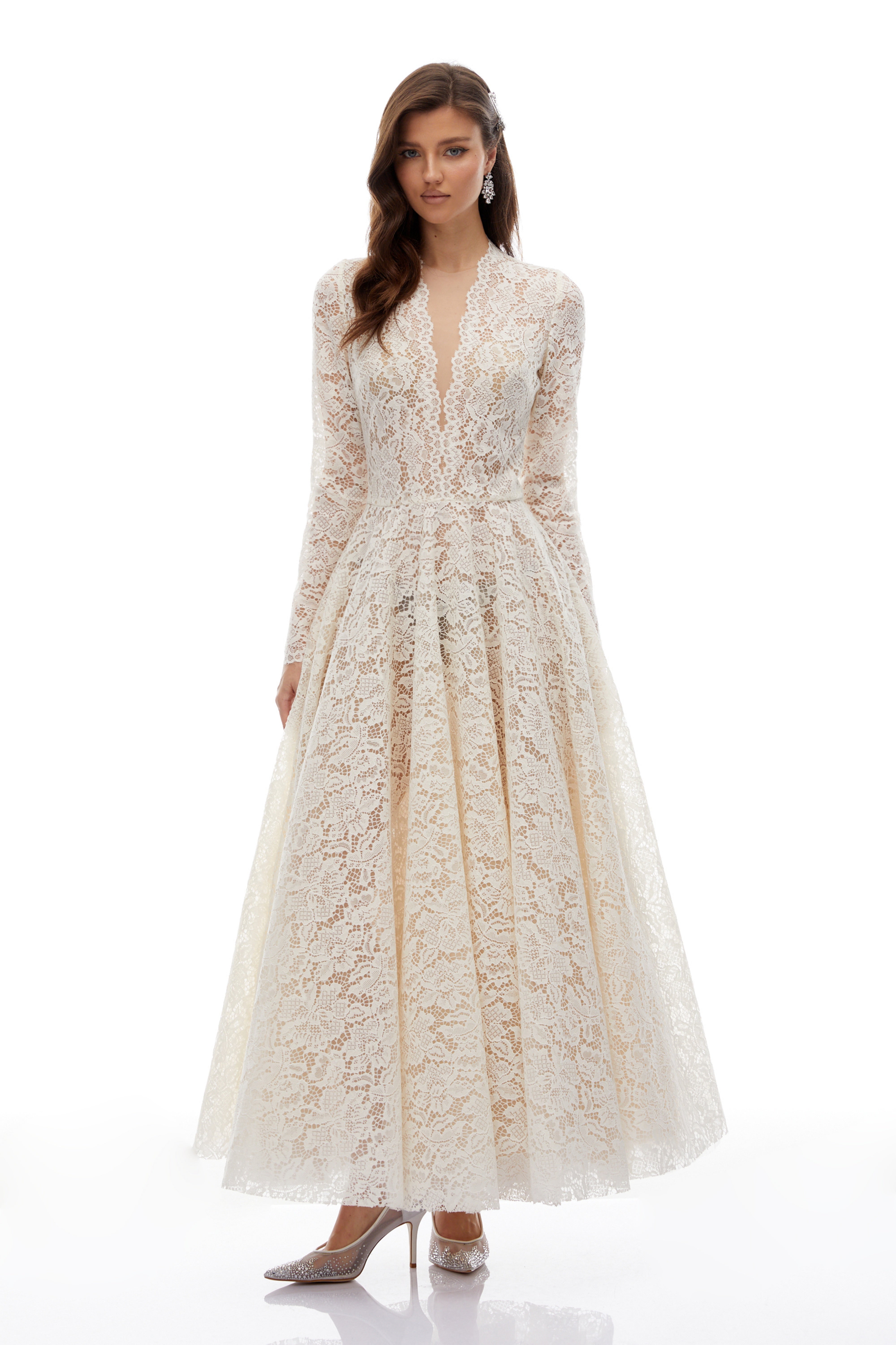 Oliana Maxikleid aus Elfenbeinfarbene Spitze