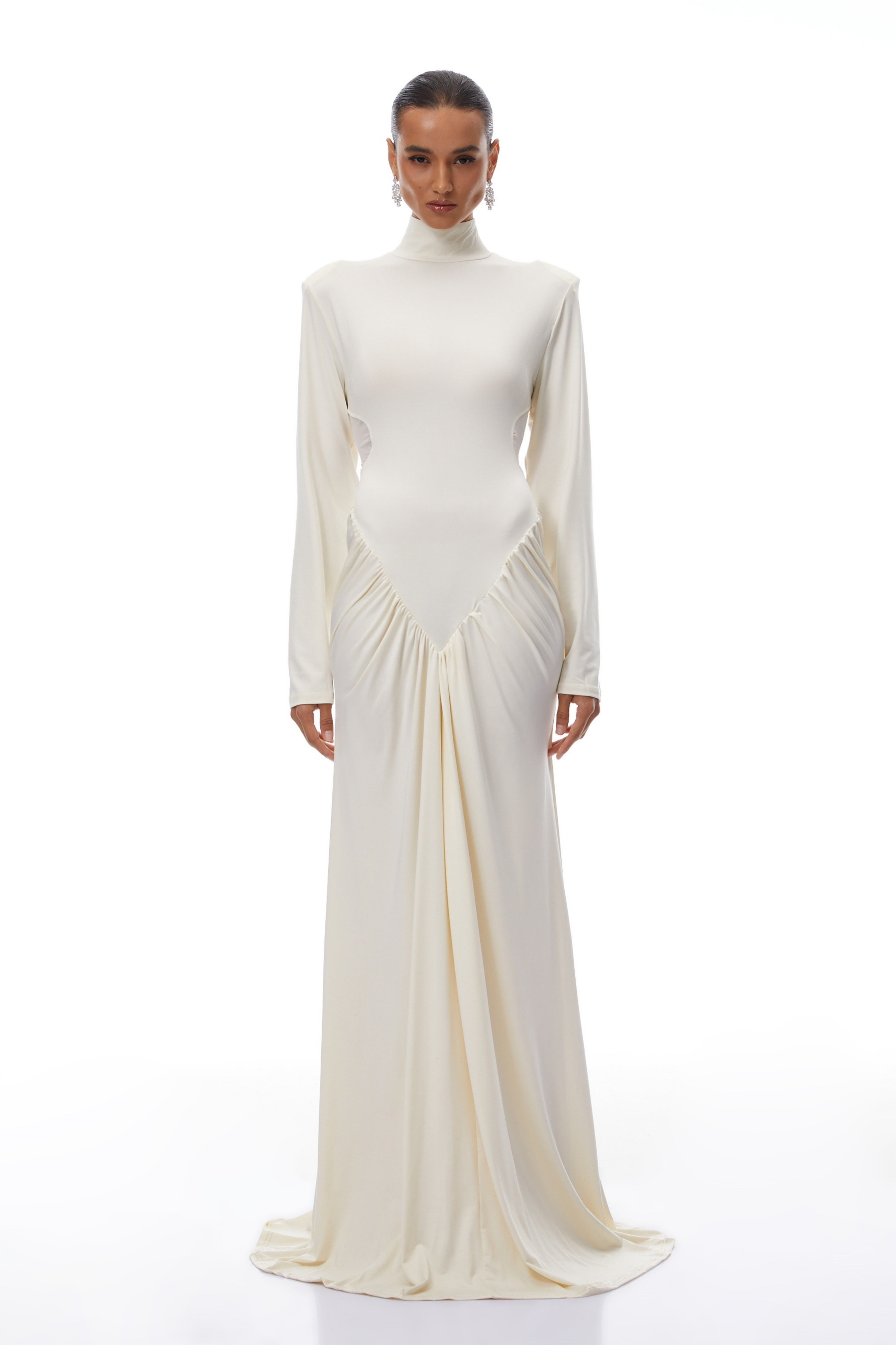 Harriet White Maxikleid mit Cut-Out-Details und Rüschen