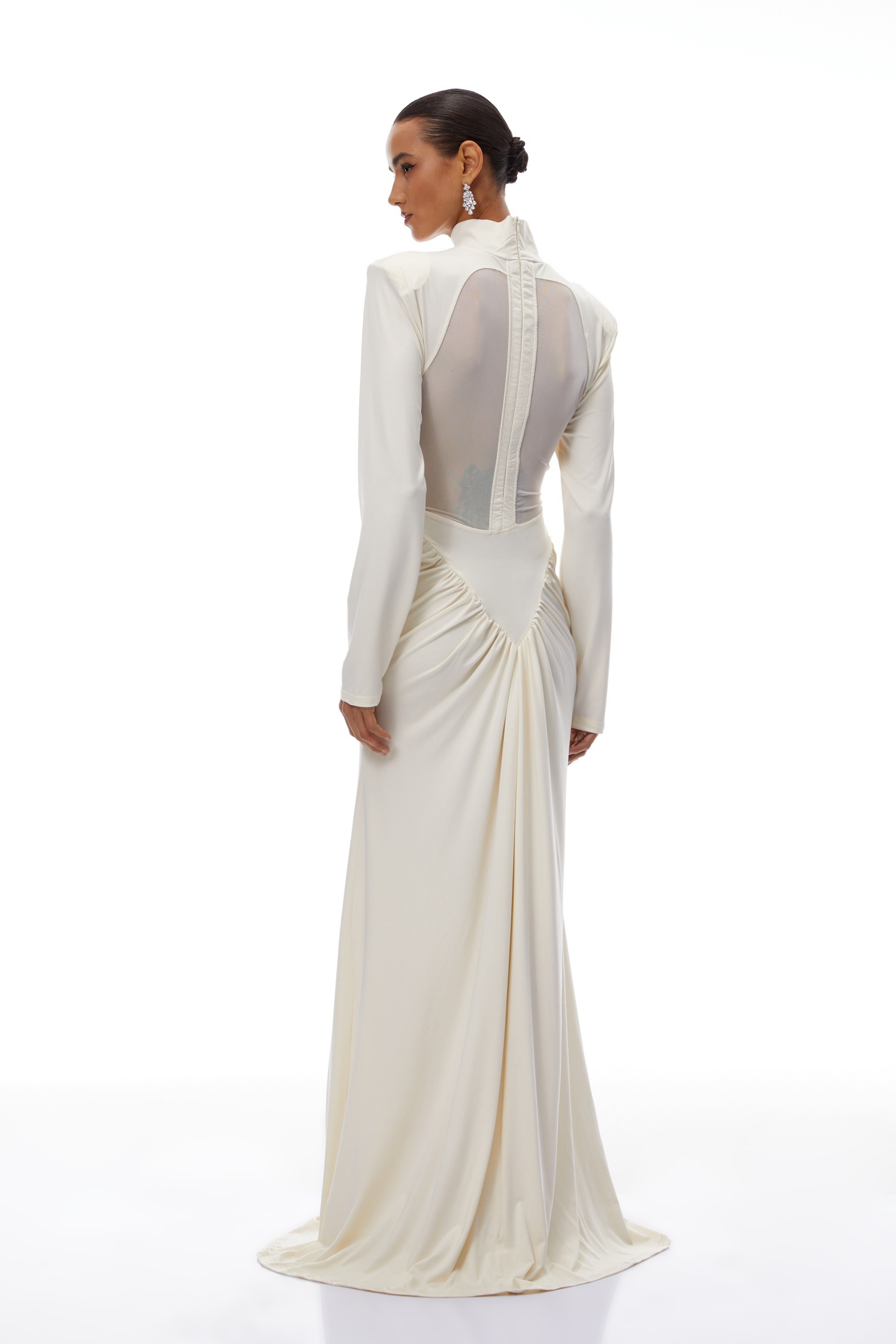 Harriet White Maxikleid mit Cut-Out-Details und Rüschen