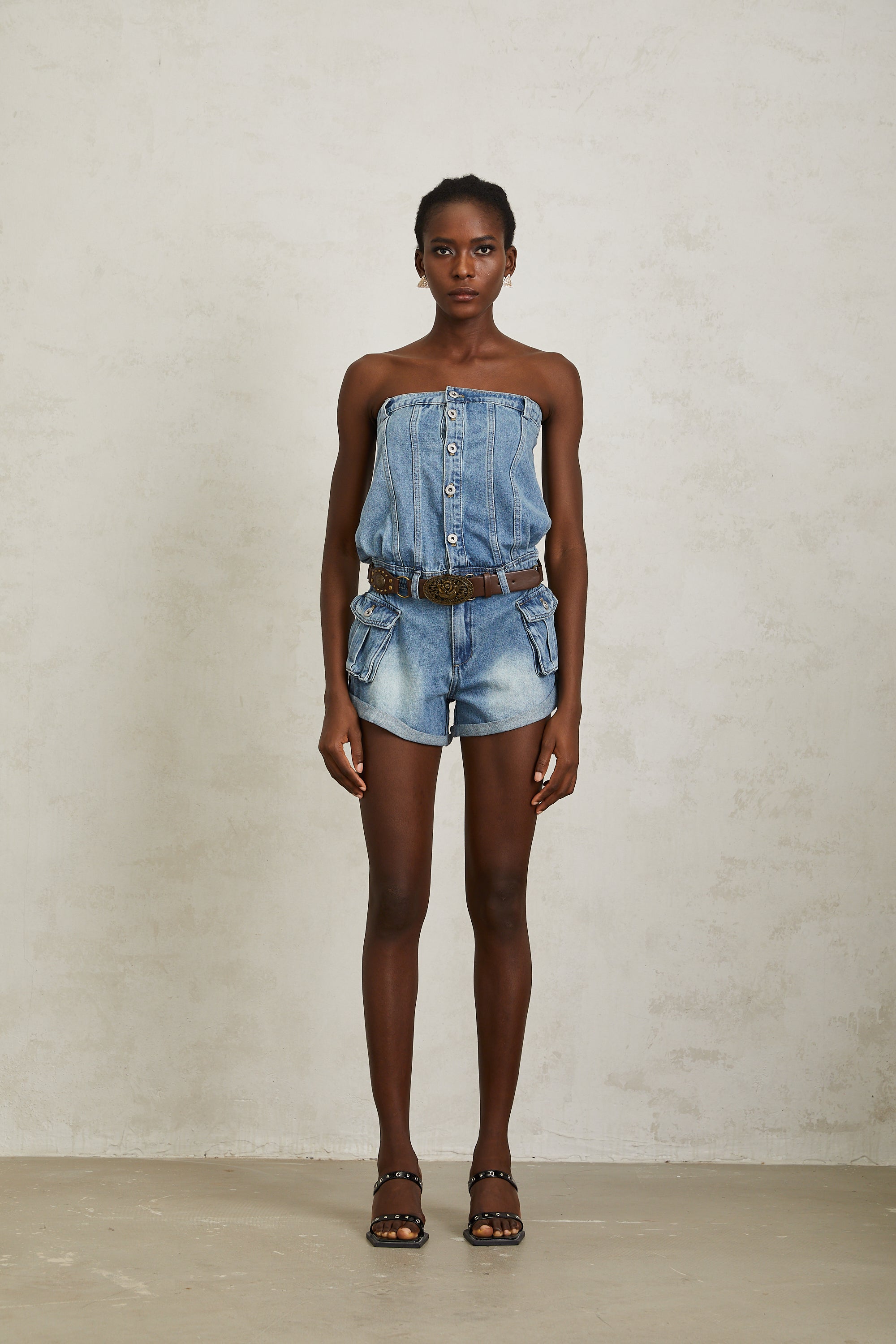 Marta Blauer Denim-Playsuit mit Verwaschen-Effekt