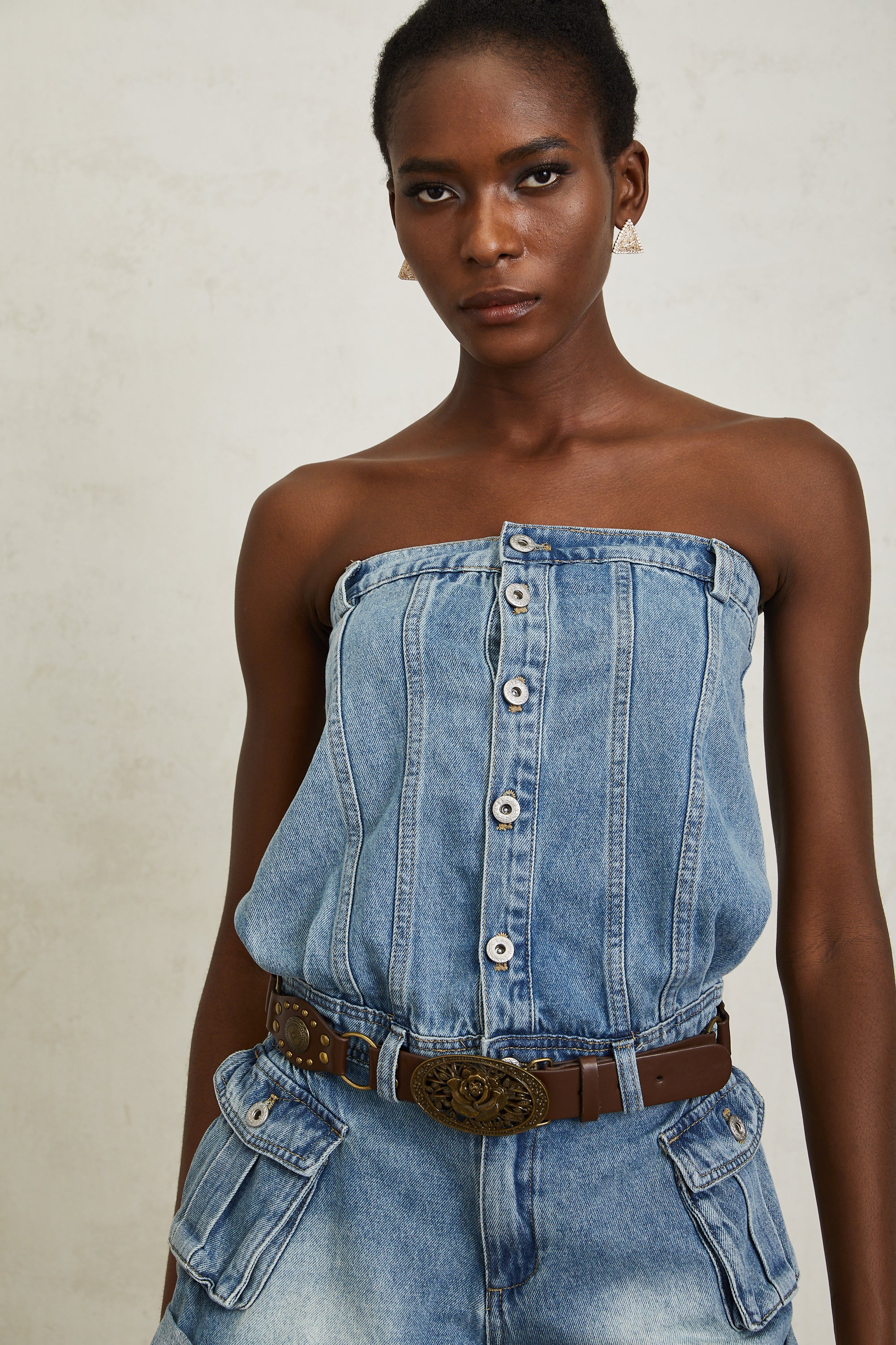 Marta Blauer Denim-Playsuit mit Verwaschen-Effekt