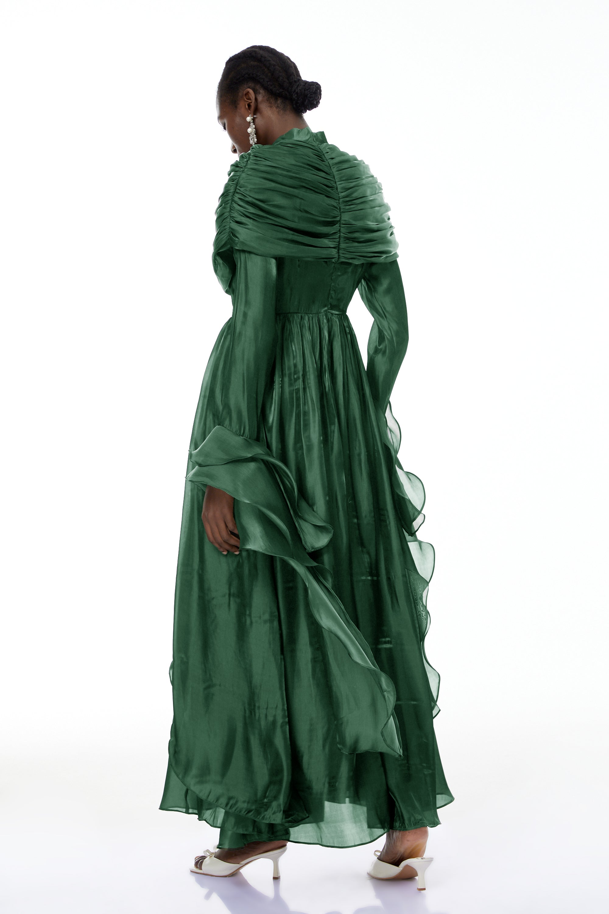 Gustave Green Rüschen-Cape Maxikleid mit Rüschen