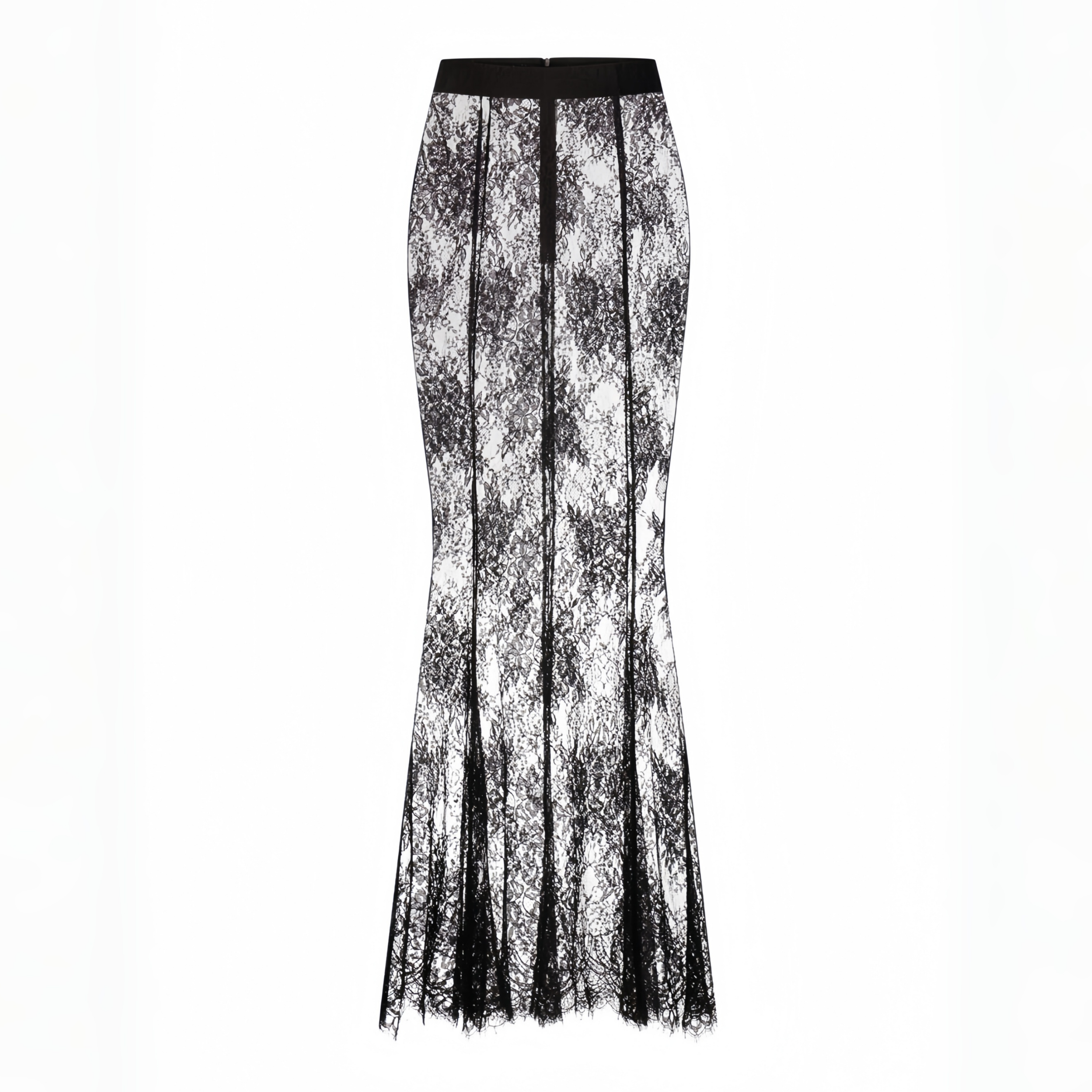 Schwarzes Blazer- und Spitzenrock-Set