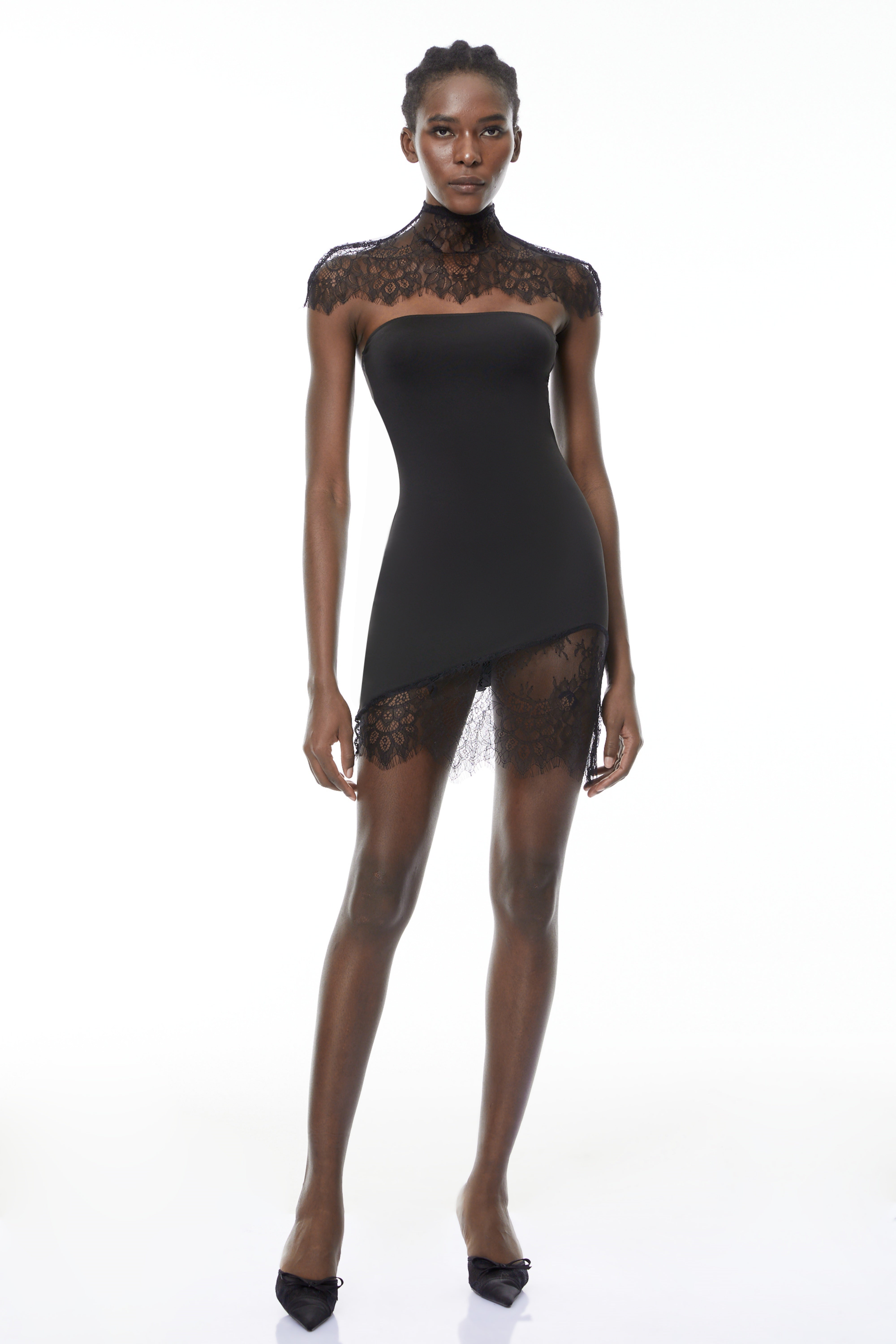 Alvaro Schwarzes Spitzen-Tuch & Kleid-Set