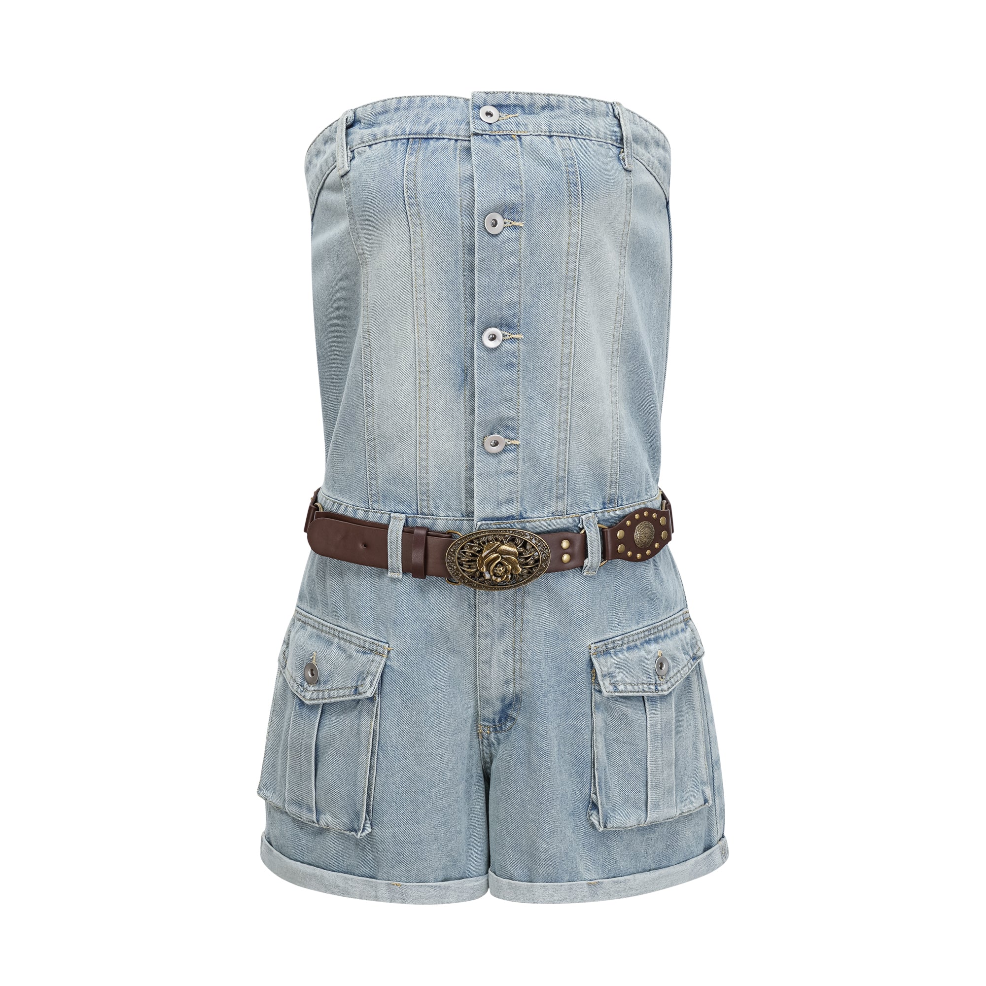 Marta Blauer Denim-Playsuit mit Verwaschen-Effekt