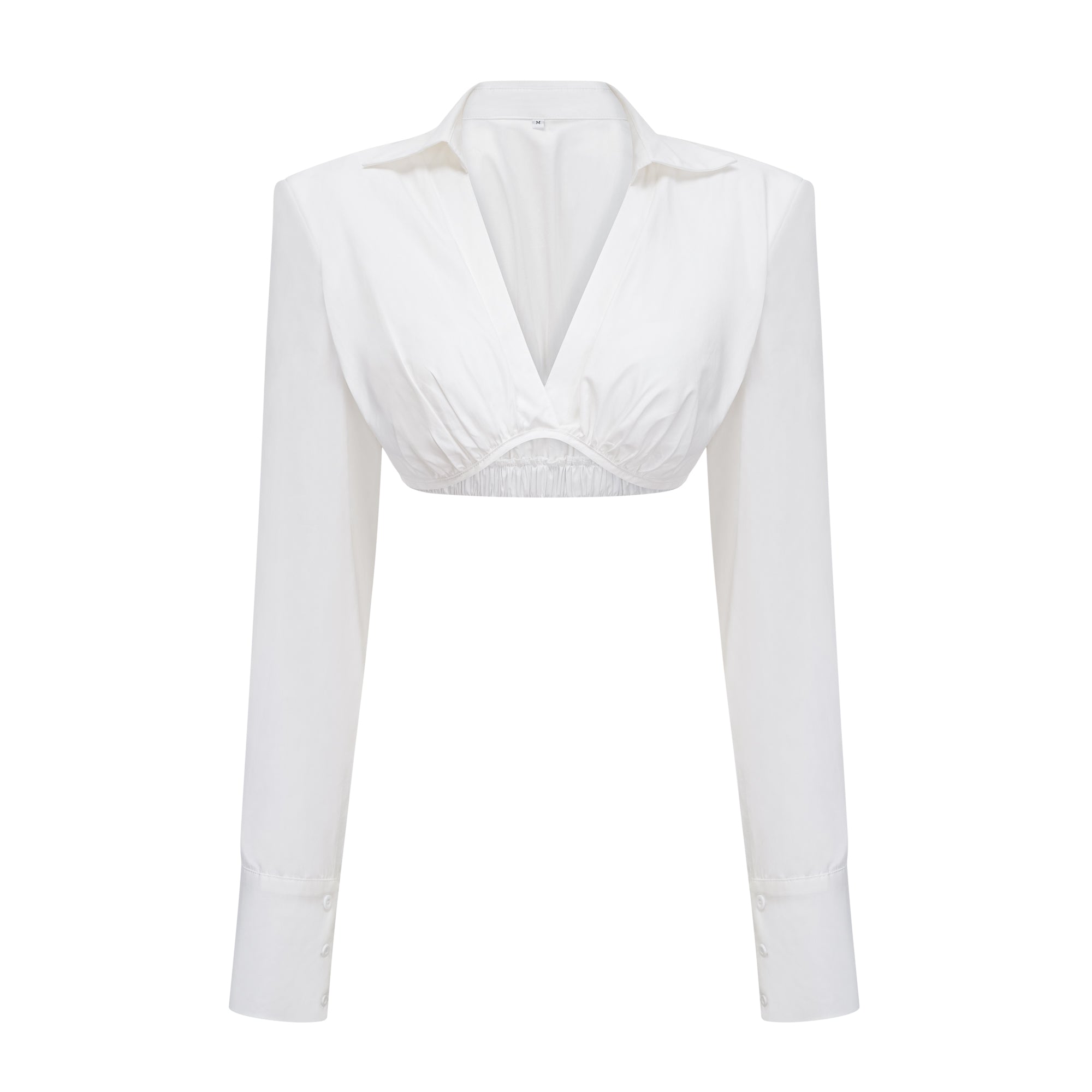 Caterina Weißes Set aus gerafftem Hemd und Rock