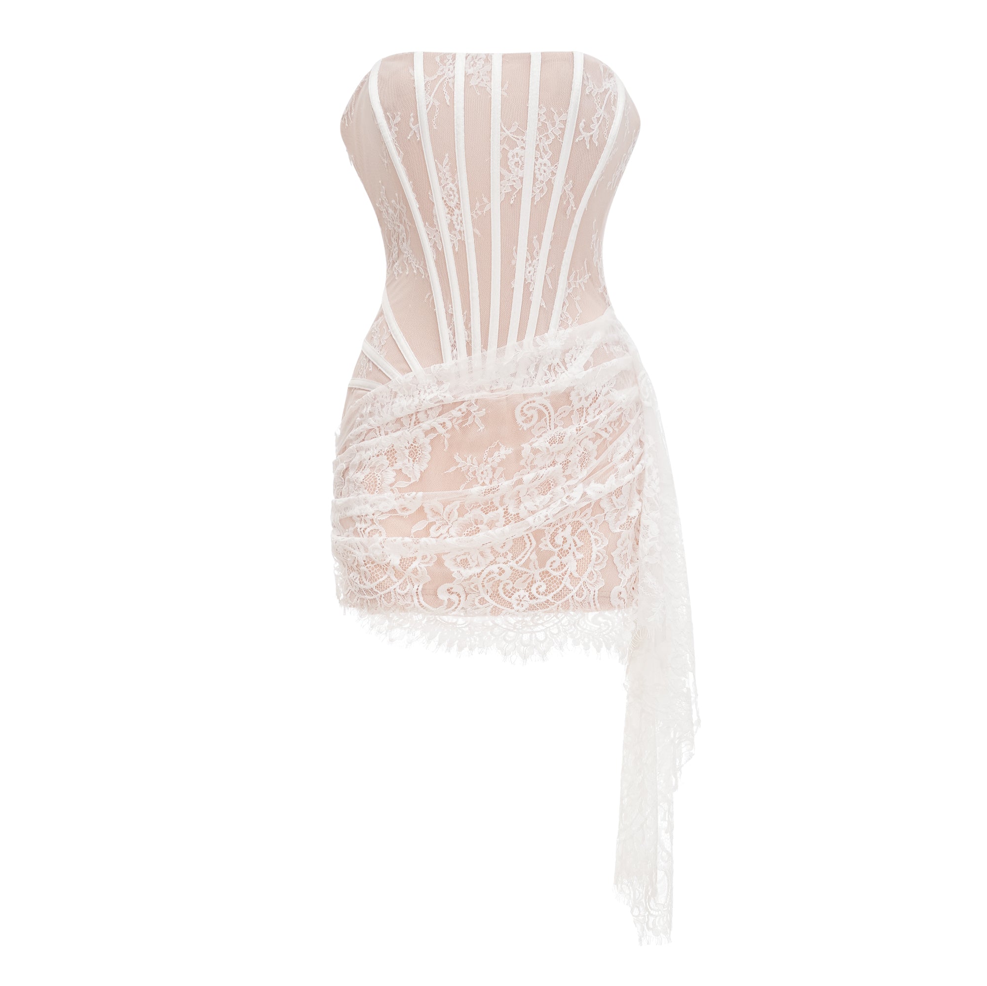 Margherita Weißes Spitzenkleid mit Blumenmuster & Rock-Set