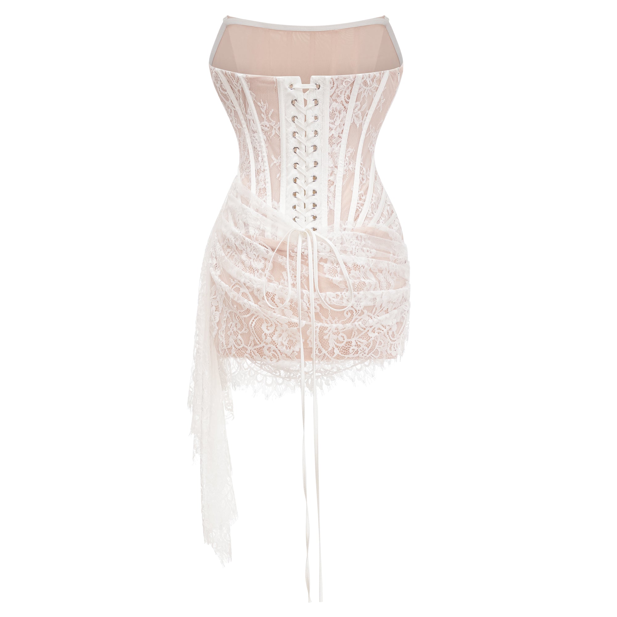 Margherita Weißes Spitzenkleid mit Blumenmuster & Rock-Set