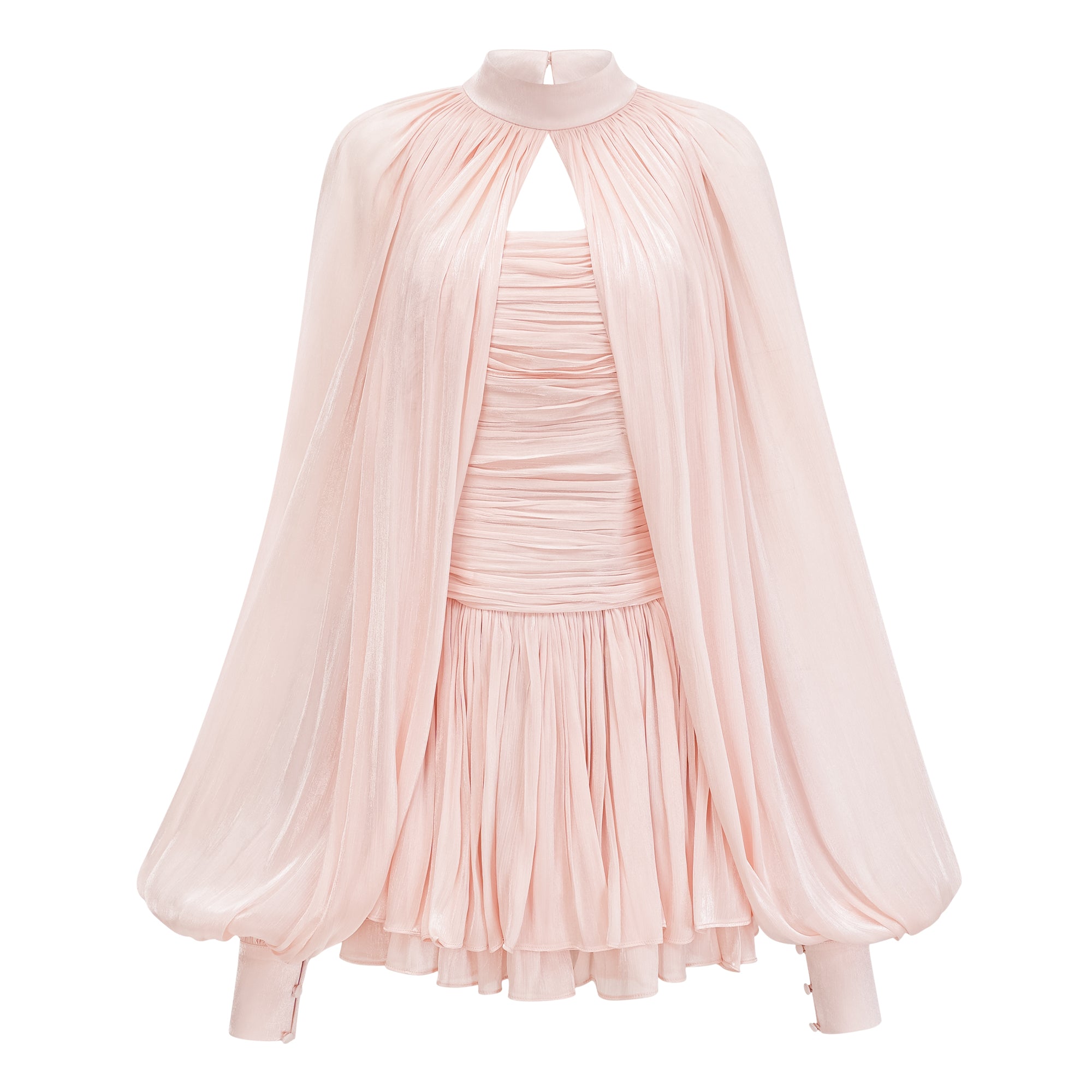 Bernice Pink Glänzendes Cape & Kleid Set