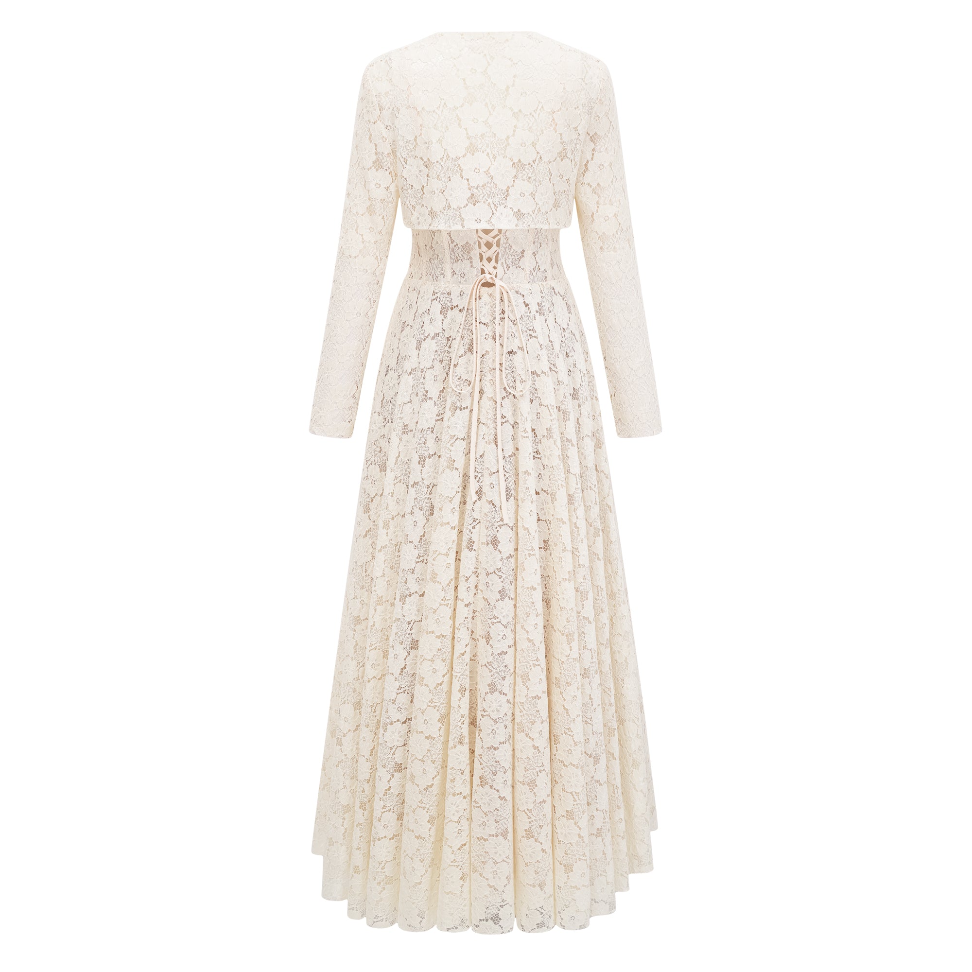Celina Maxikleid aus weißer Spitze mit Korsett