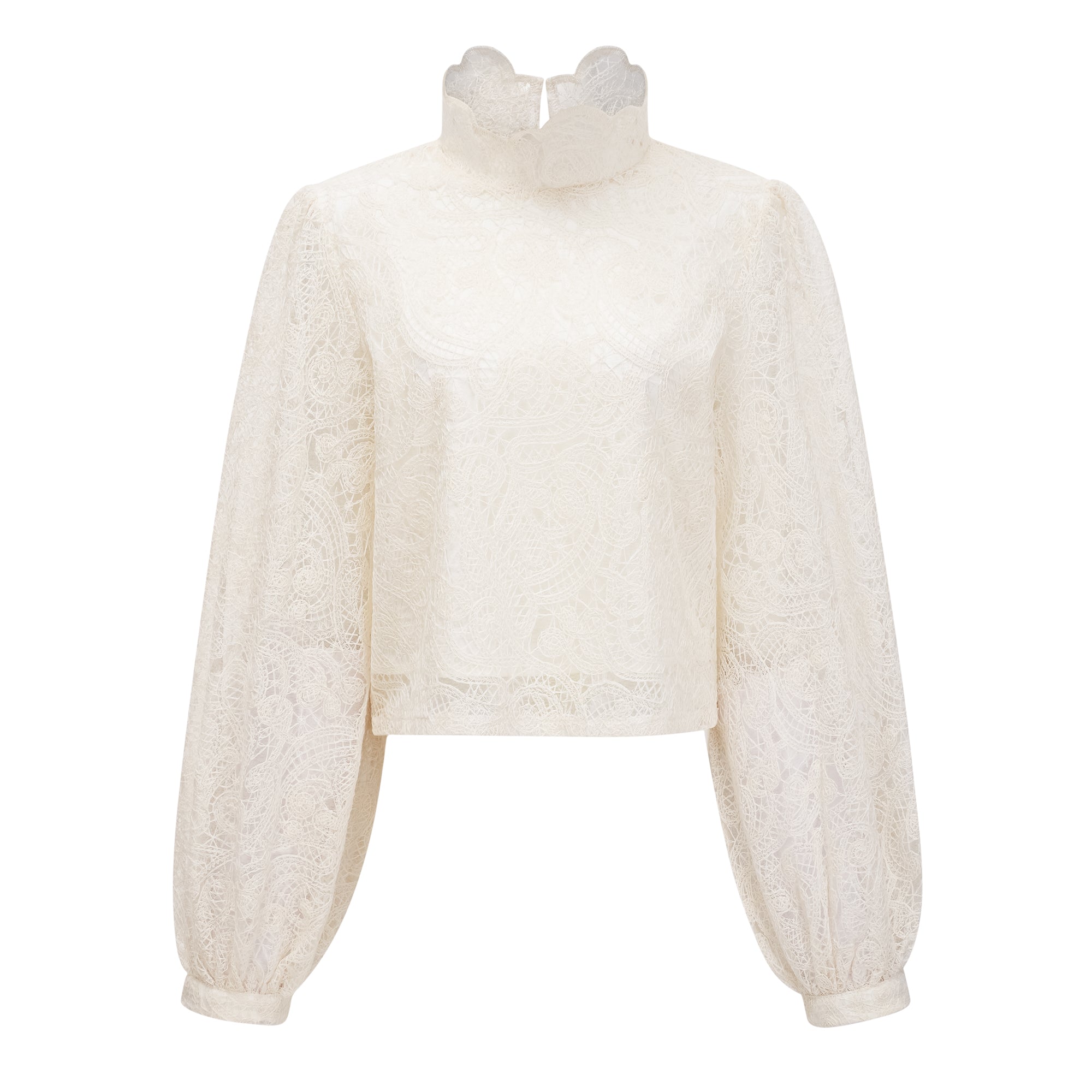 Weißes Spitzenblusen- und Rock-Set