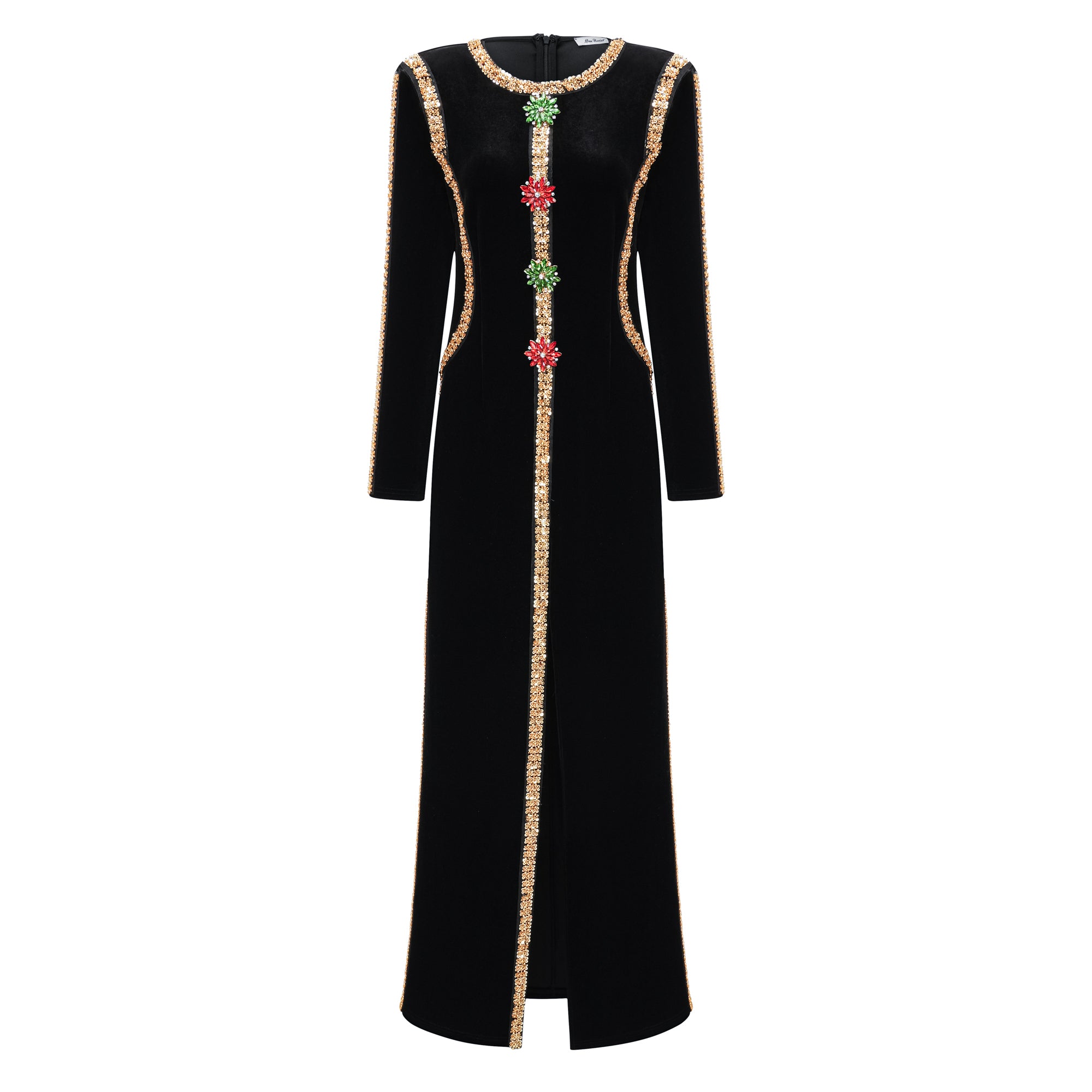 Verziertes Maxikleid aus Samt