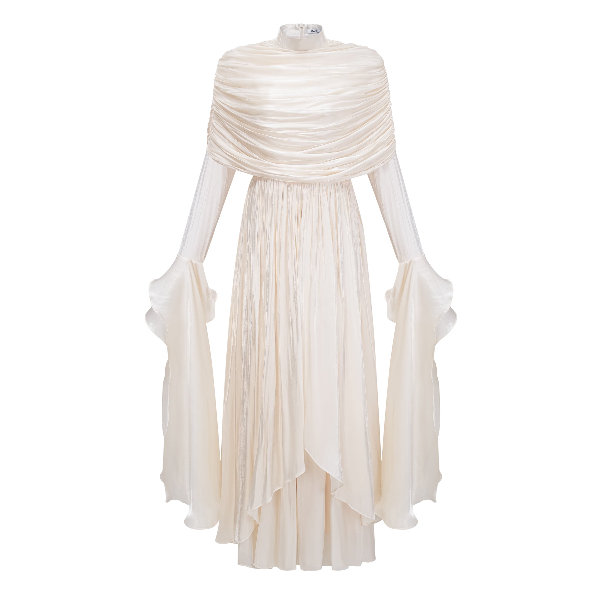 Gustave Neutraler Cape-Maxi-Rock mit Rüschen und Raffungen