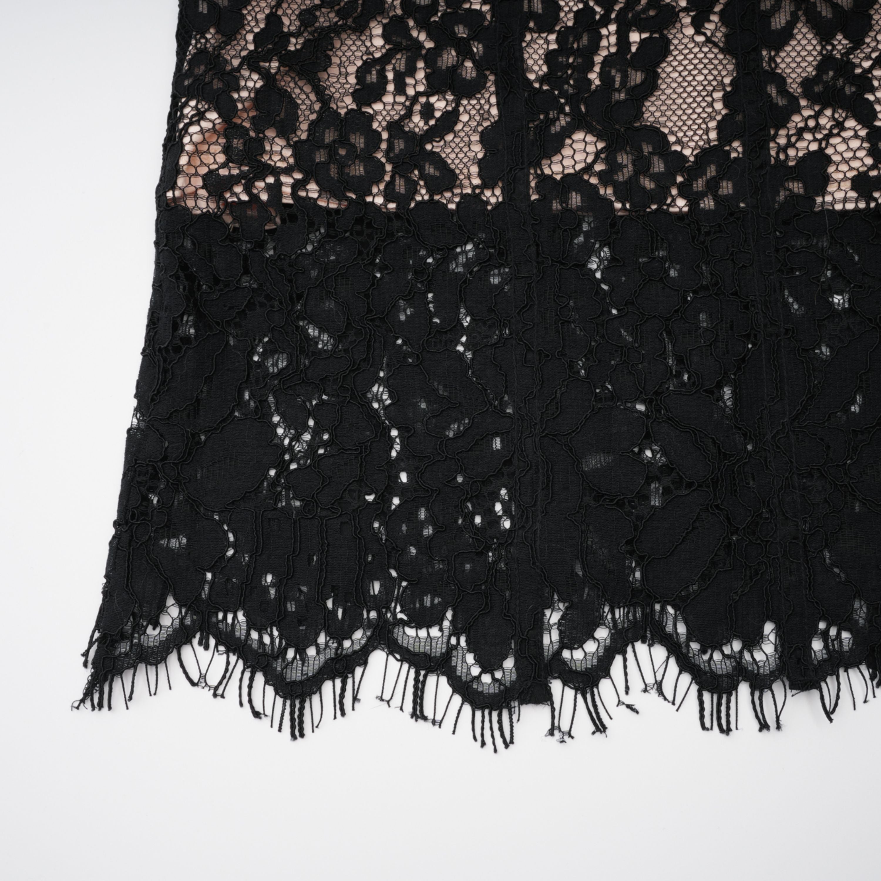 Giorgia Schwarzes Maxikleid mit floraler Spitze und Korsett