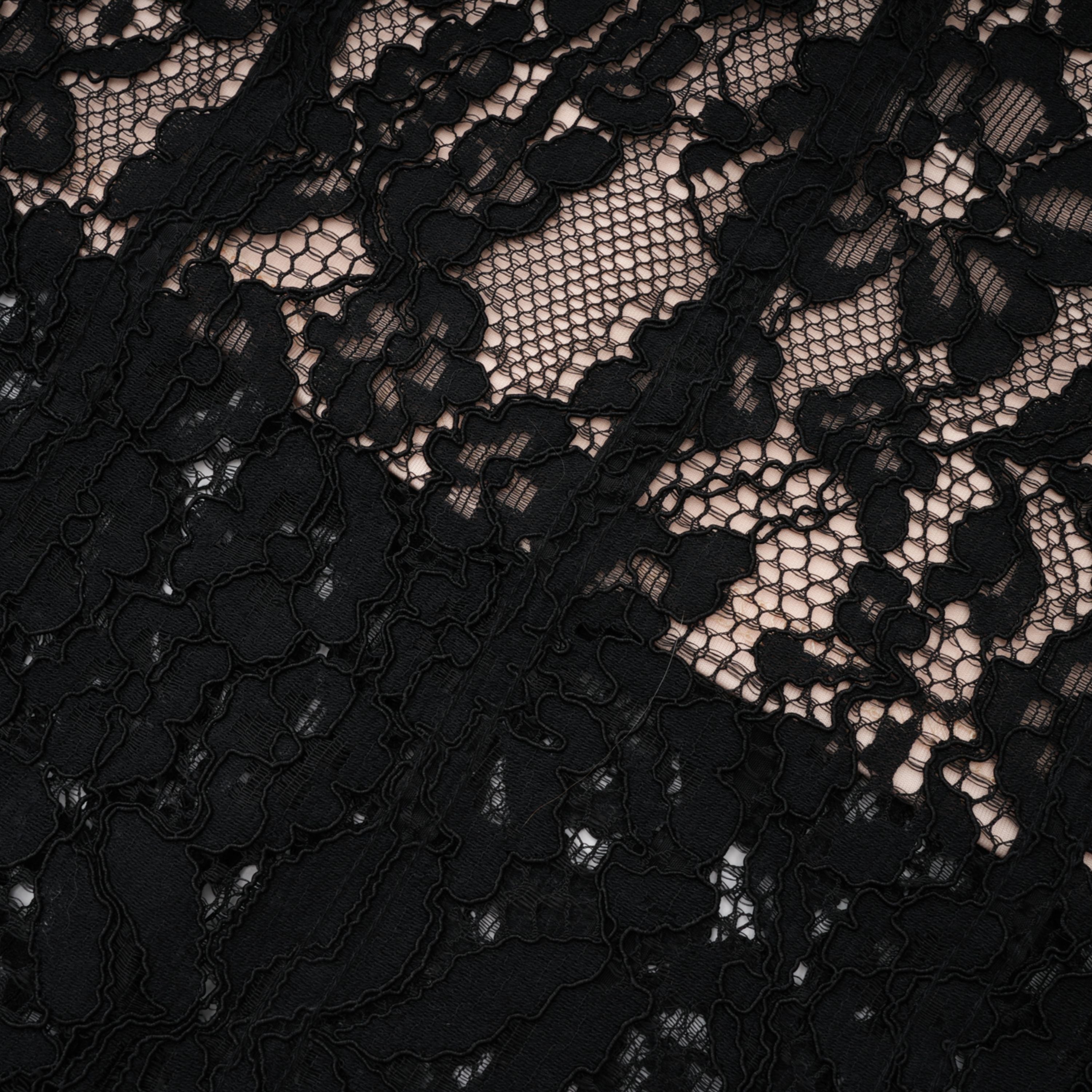 Giorgia Schwarzes Maxikleid mit floraler Spitze und Korsett