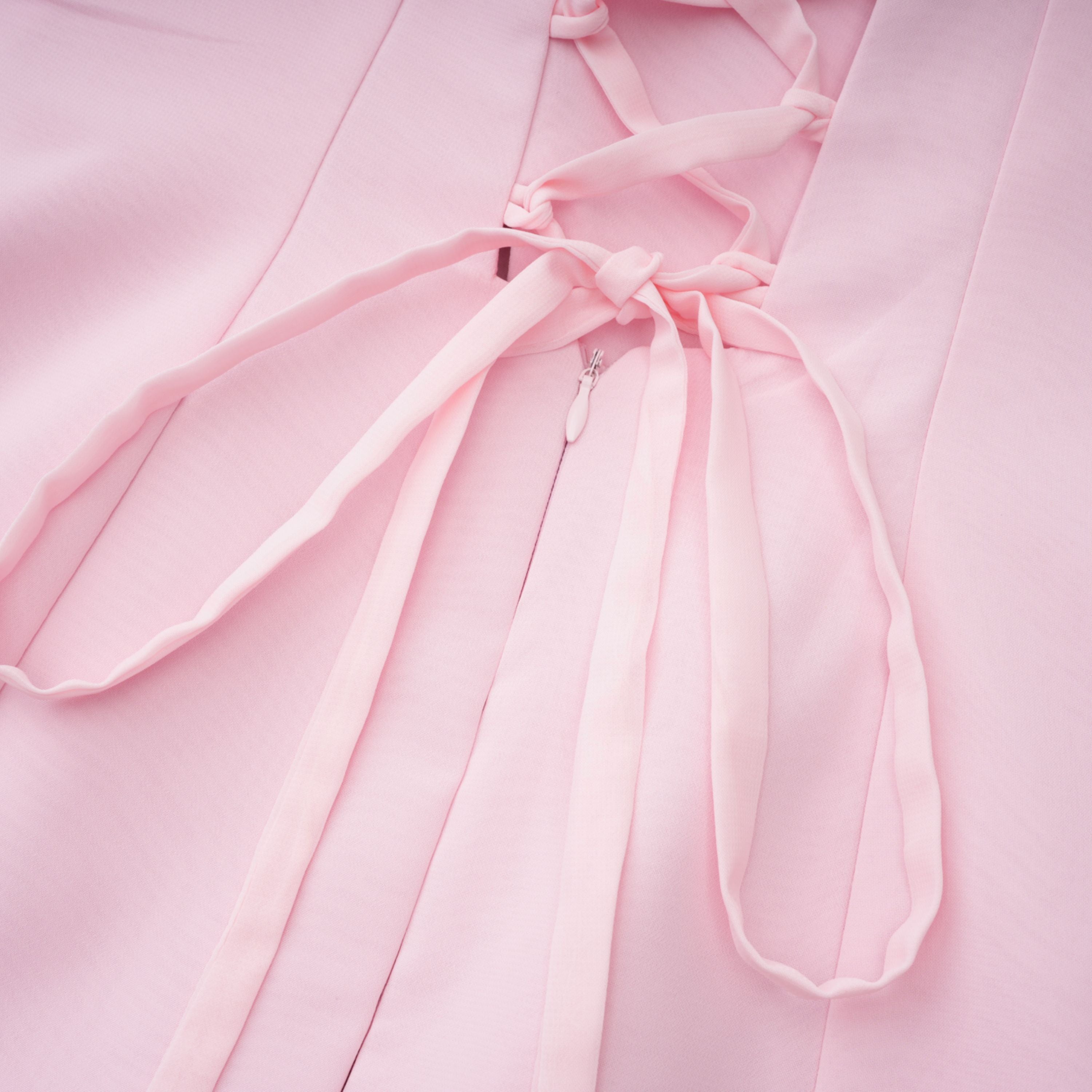 Romane Pinkes trägerloses Korsett-Maxikleid aus Chiffon