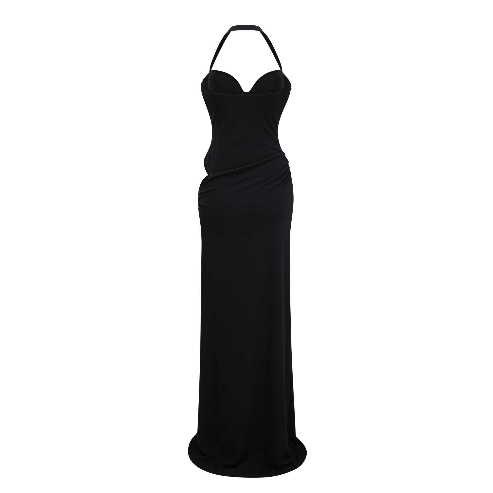 Kaelin Schwarzes Maxikleid mit Neckholder und Cut-outs