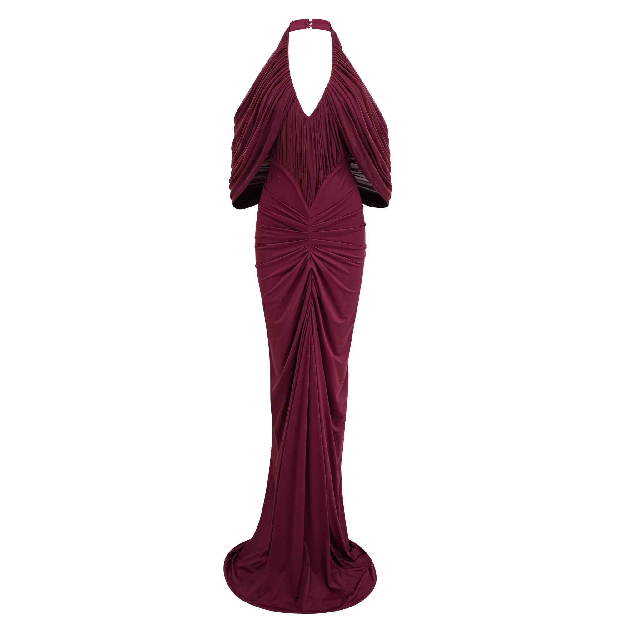 Eléa Rotes Maxikleid mit drapierten Schultern