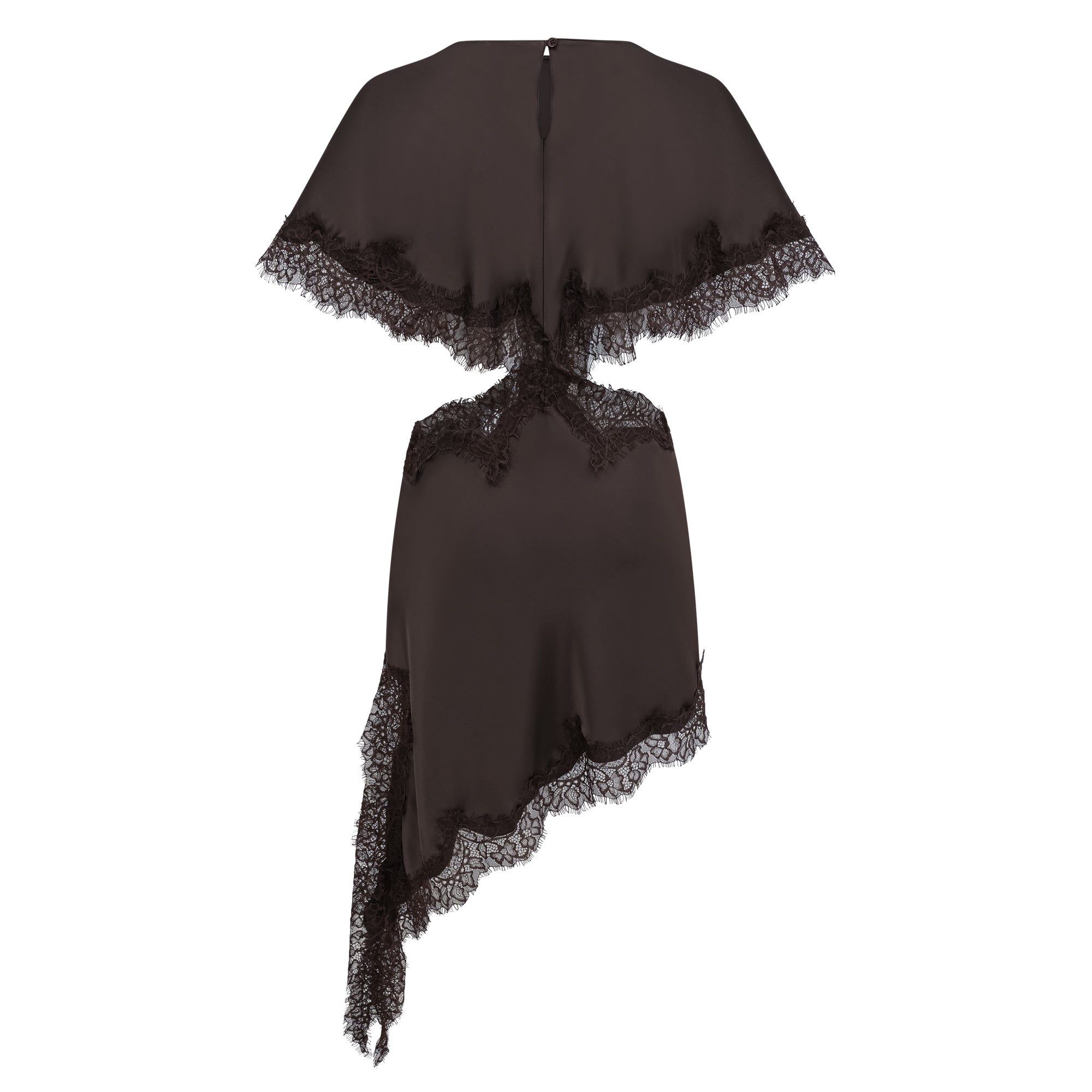 Henrik Brown Kleid mit Spitzenbesatz