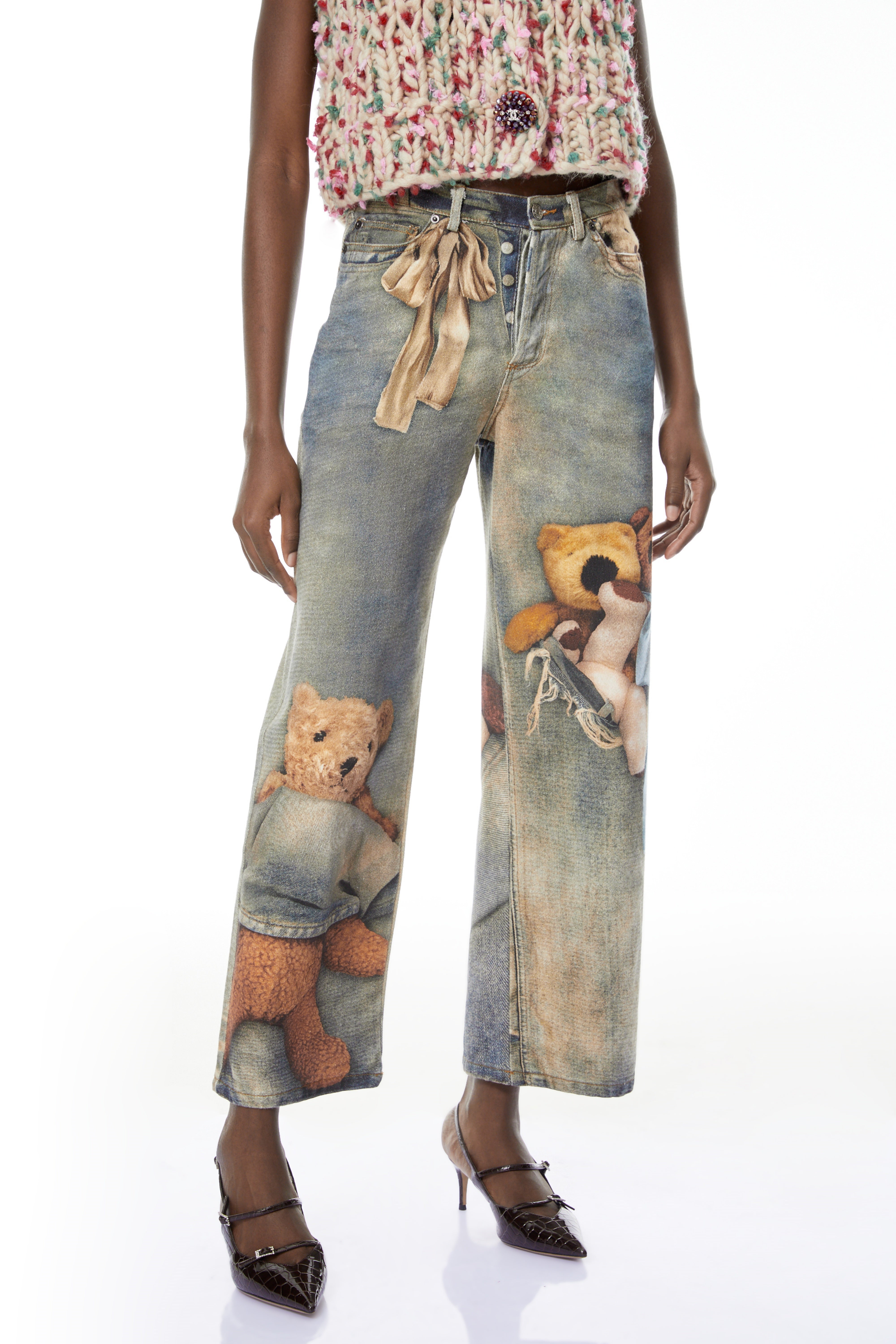 Franziska Blue Denim Jeans mit Bärenprint