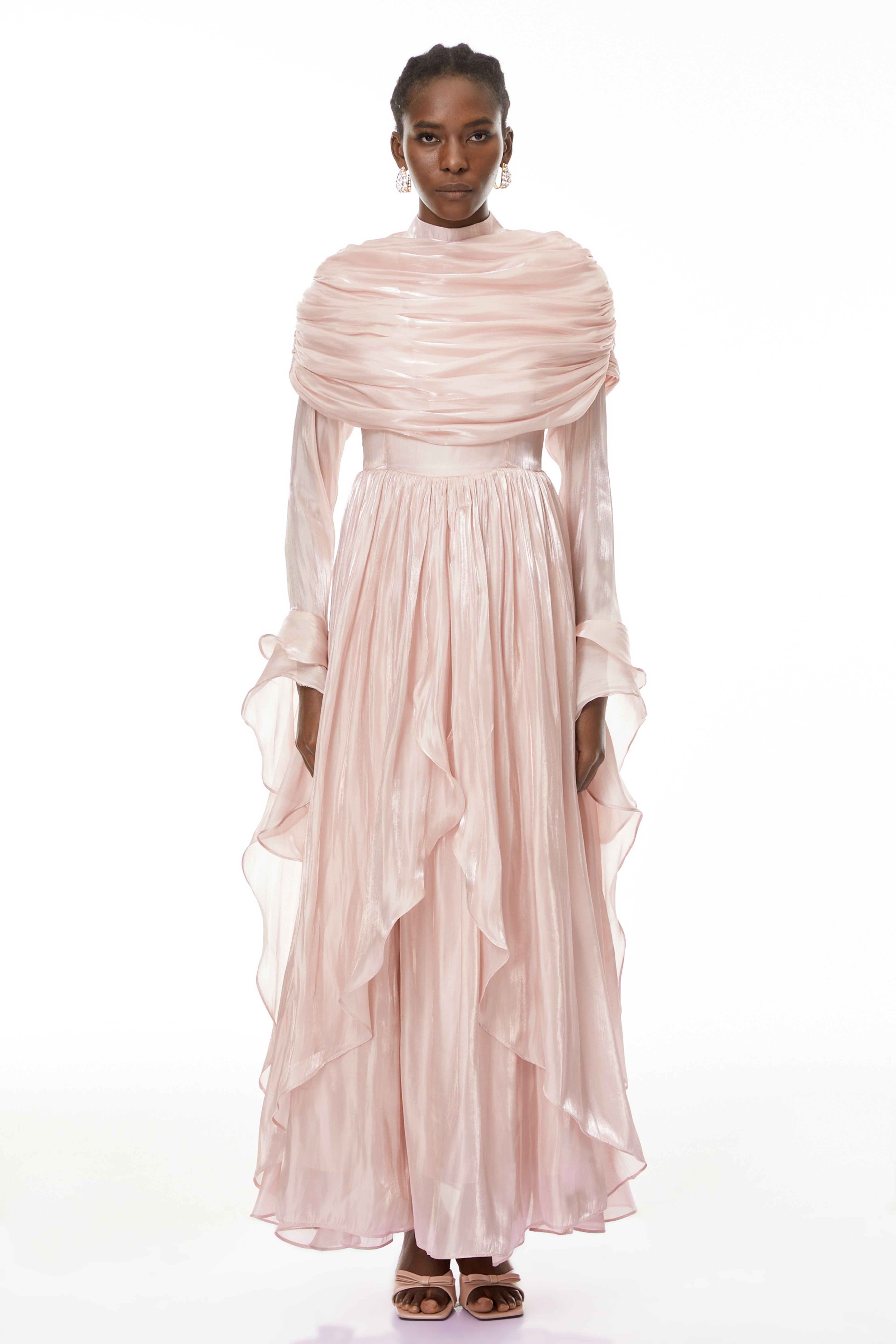 Gustave Pink Rüschen-Cape Maxikleid mit Rüschen