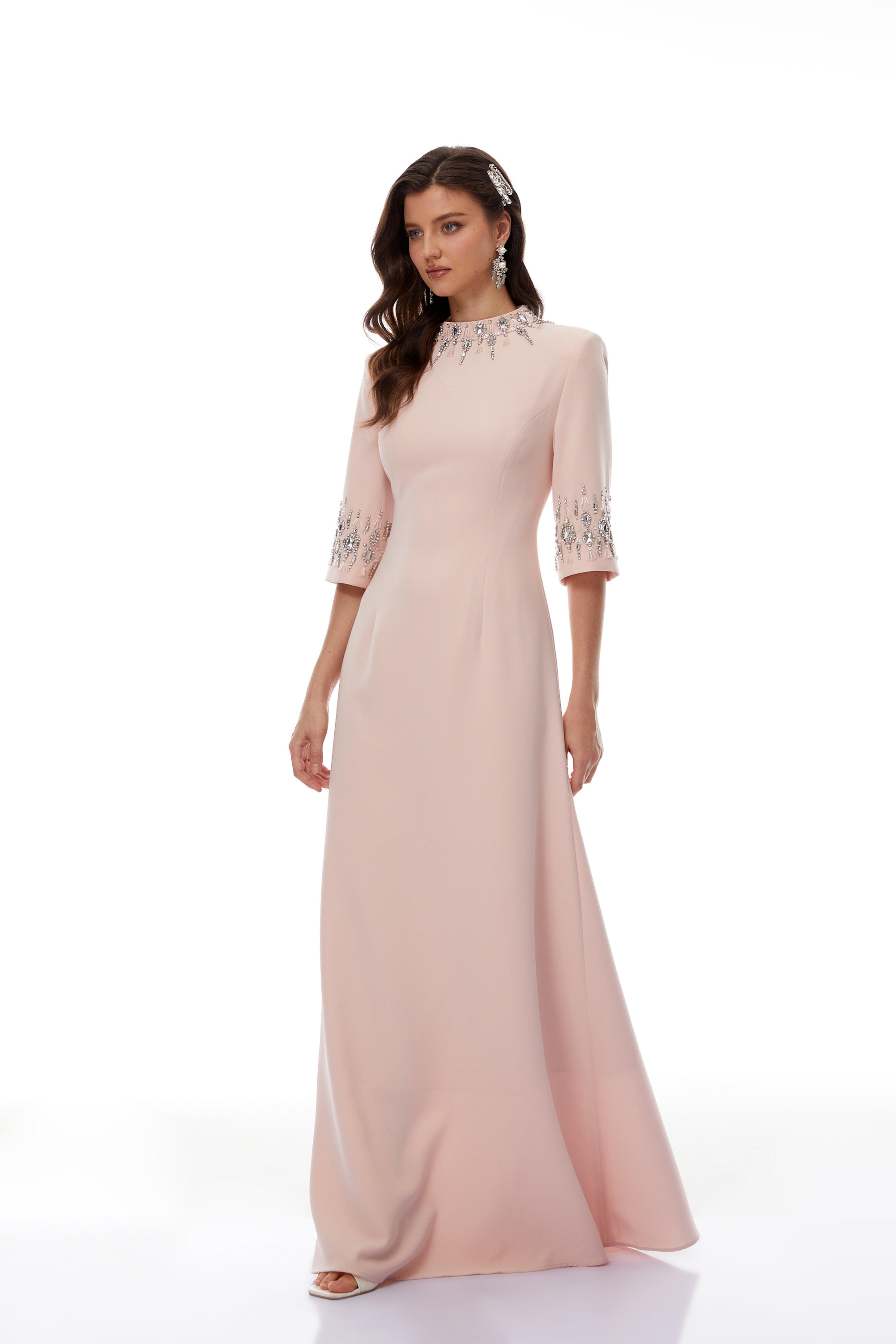 Klaudia Pink Verziertes Korsett-Maxikleid