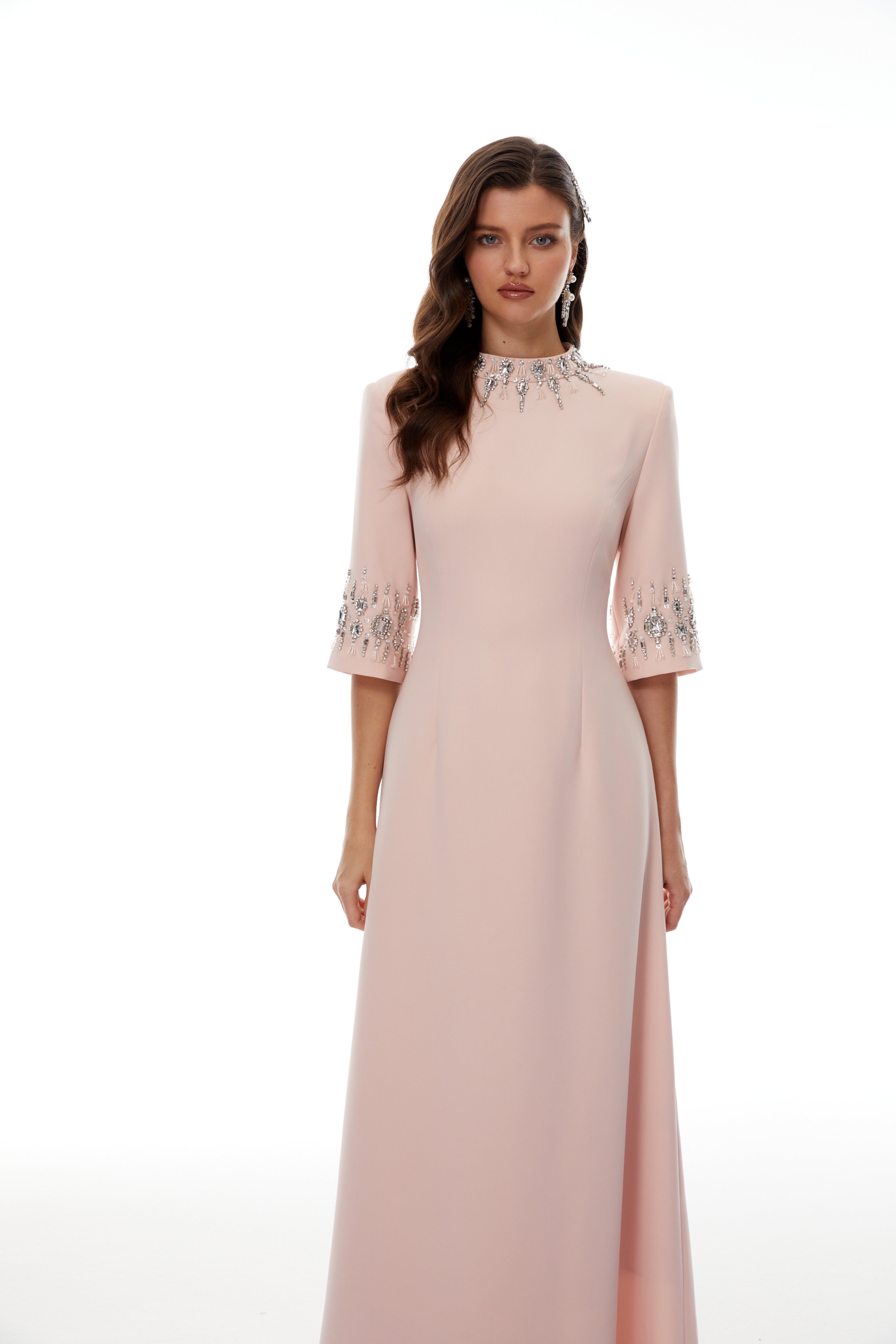 Klaudia Pink Verziertes Korsett-Maxikleid