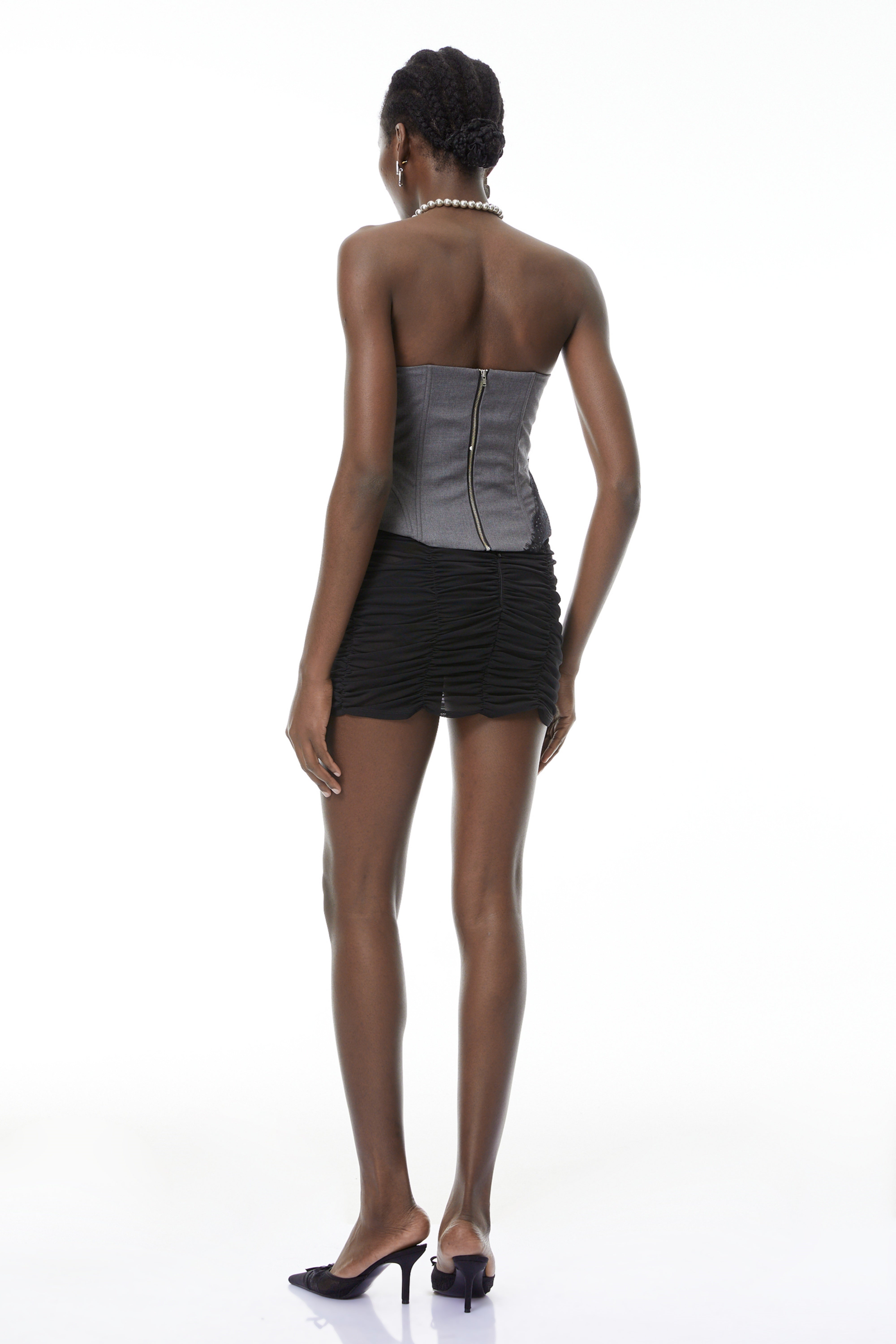 Lillian Grey Color Block Top mit Spitzenbesatz