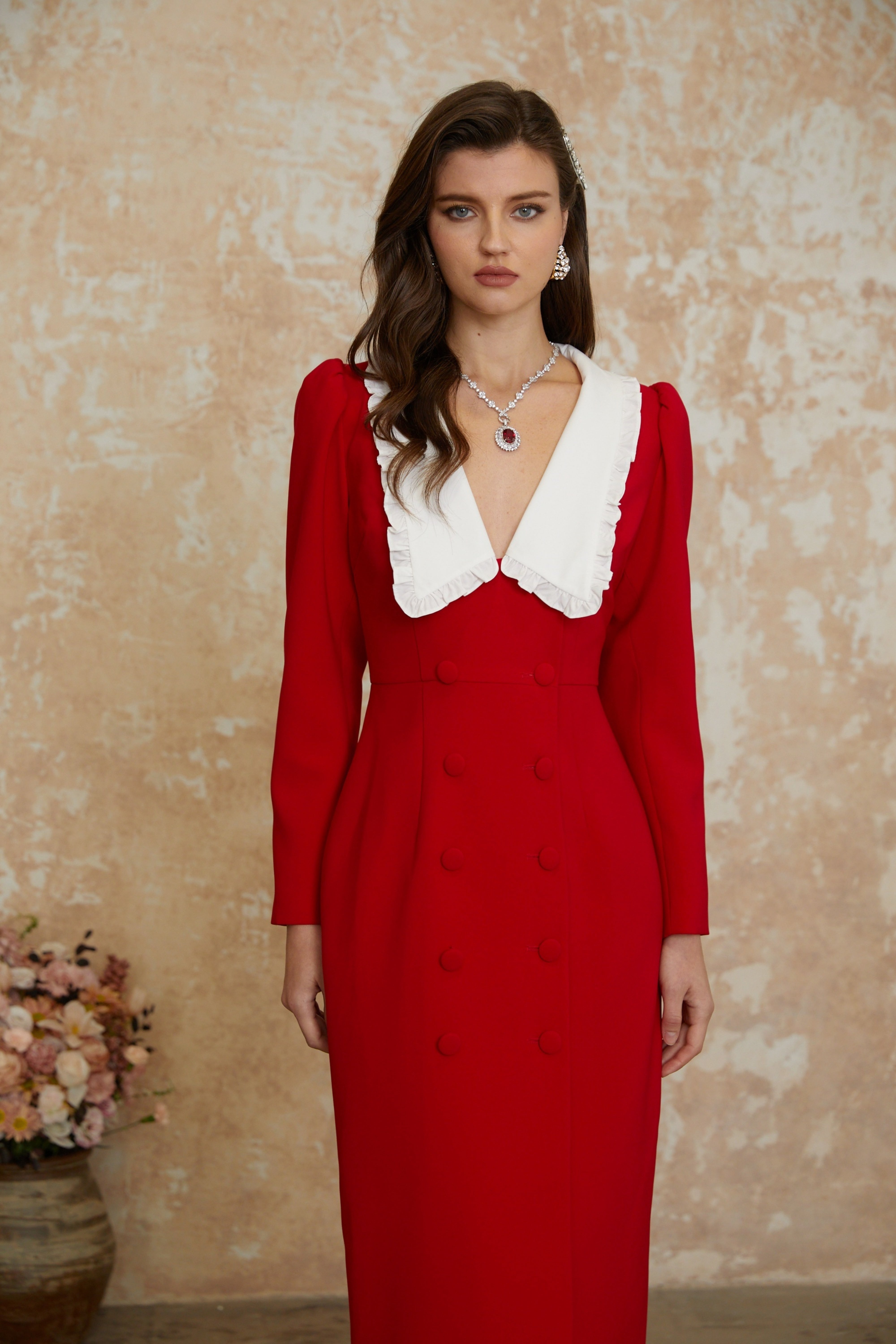 Rorie Red Zweireihiger Blazer Midi-Kleid