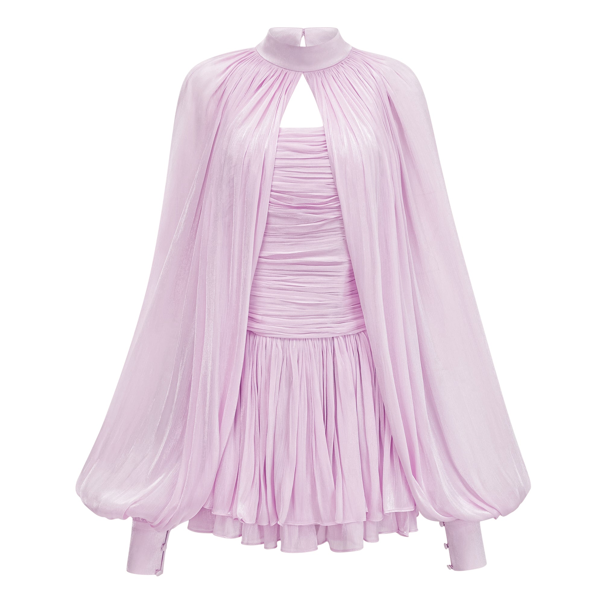 Bernice Lilac Glänzendes Cape & Kleid Set