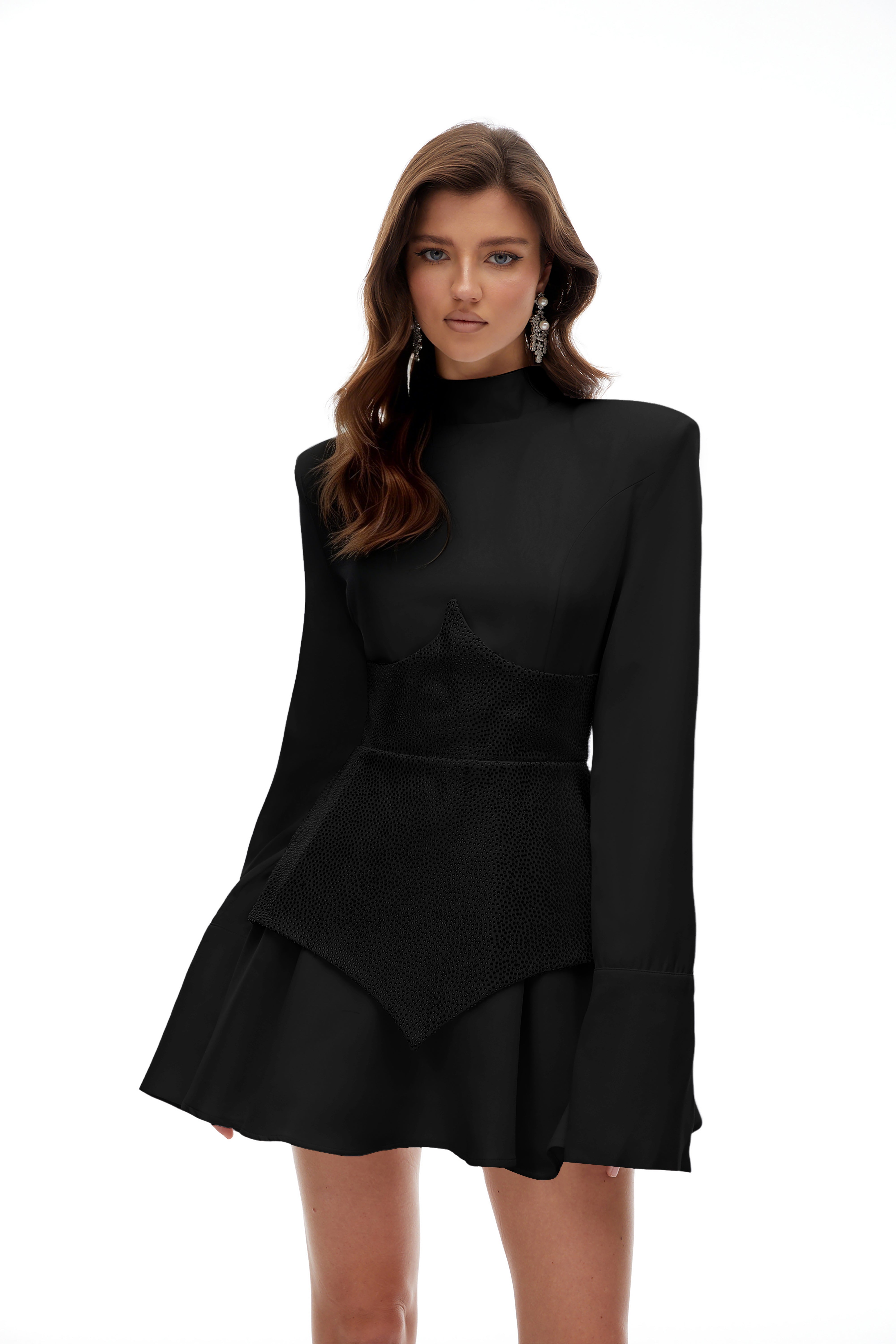 Veronica Schwarzes Minikleid mit Strassverzierung