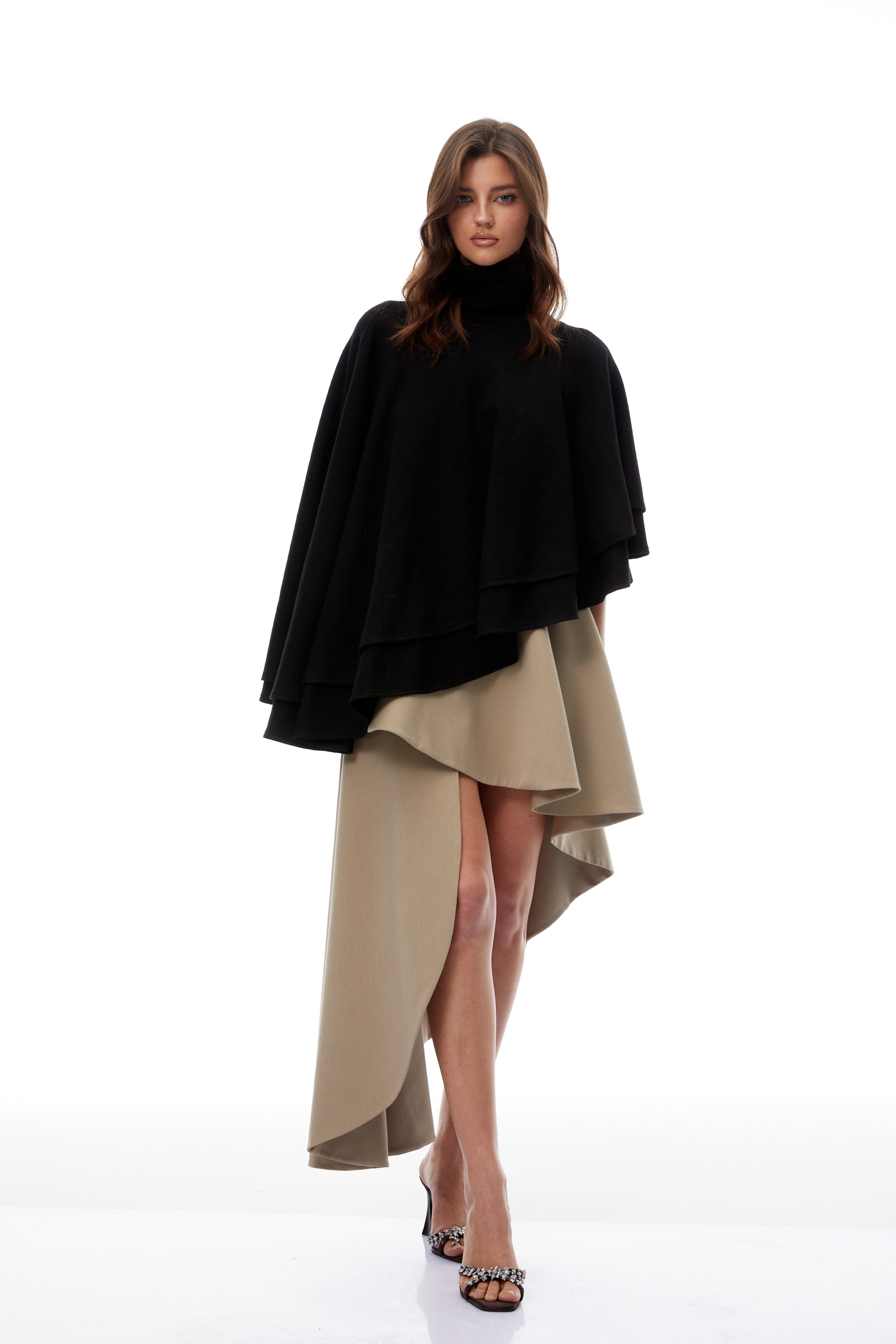 Filomena Grauer drapierter asymmetrischer Minirock