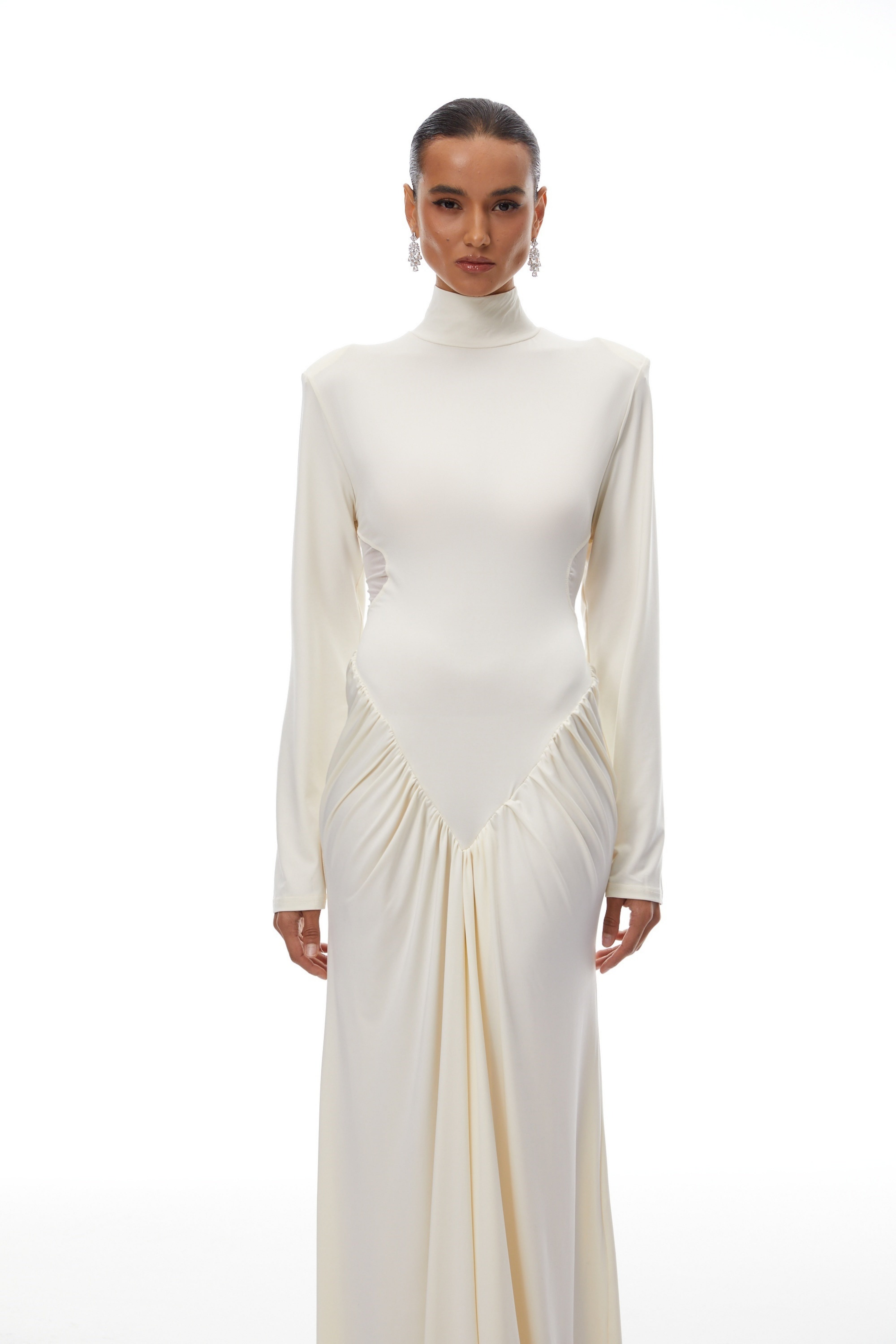 Harriet White Maxikleid mit Cut-Out-Details und Rüschen