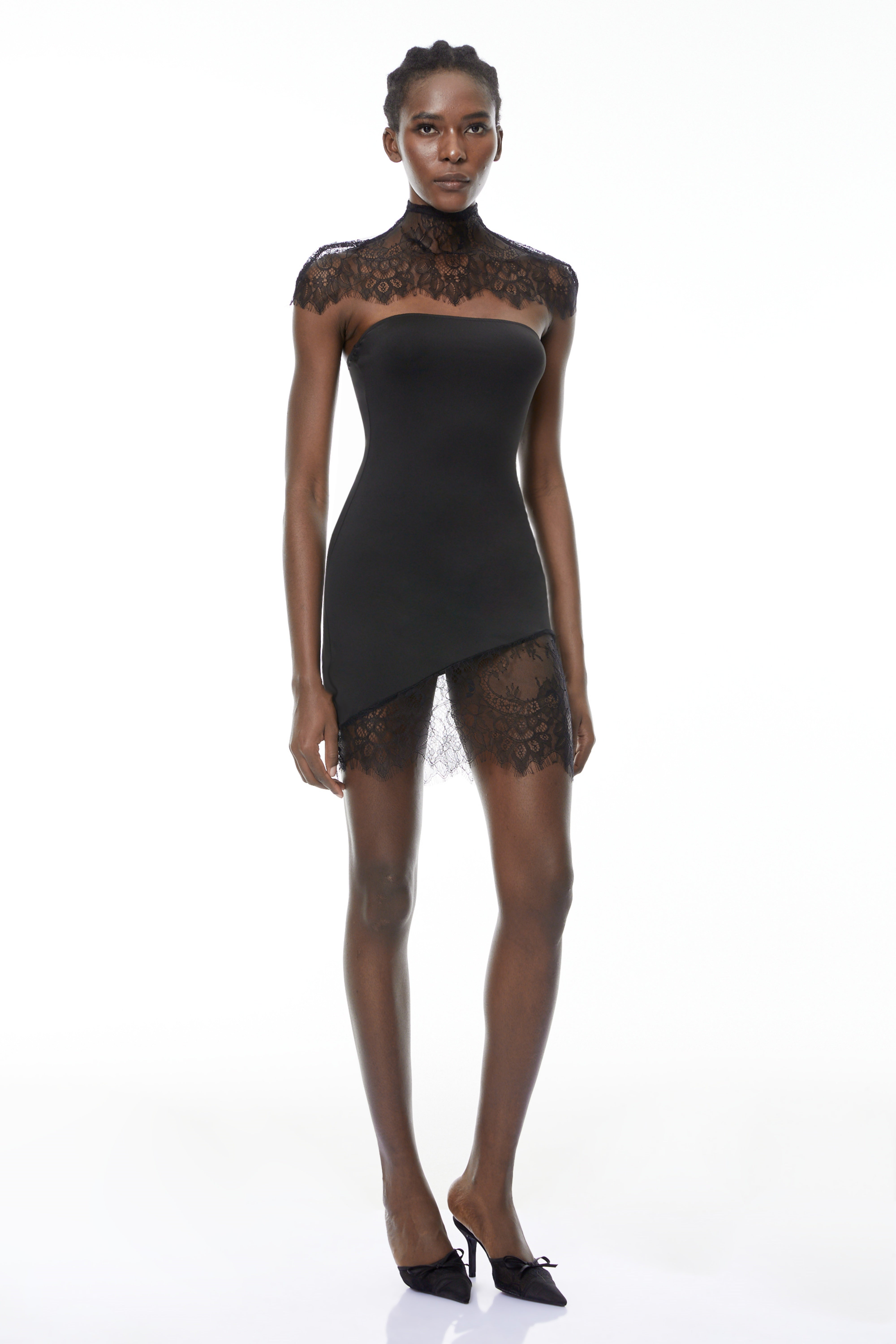 Alvaro Schwarzes Spitzen-Tuch & Kleid-Set