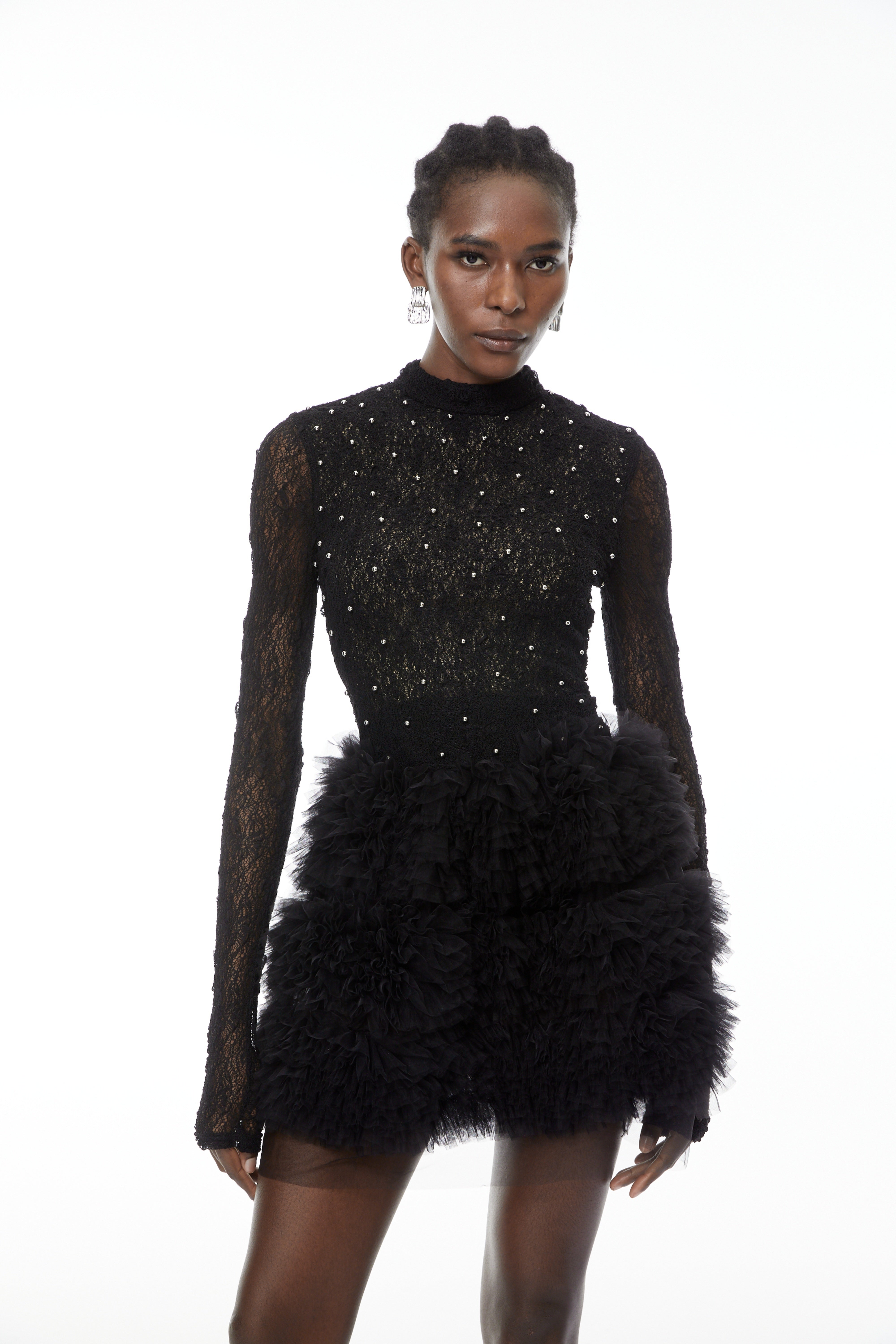 Bernice Schwarz Verziertes Stufenkleid