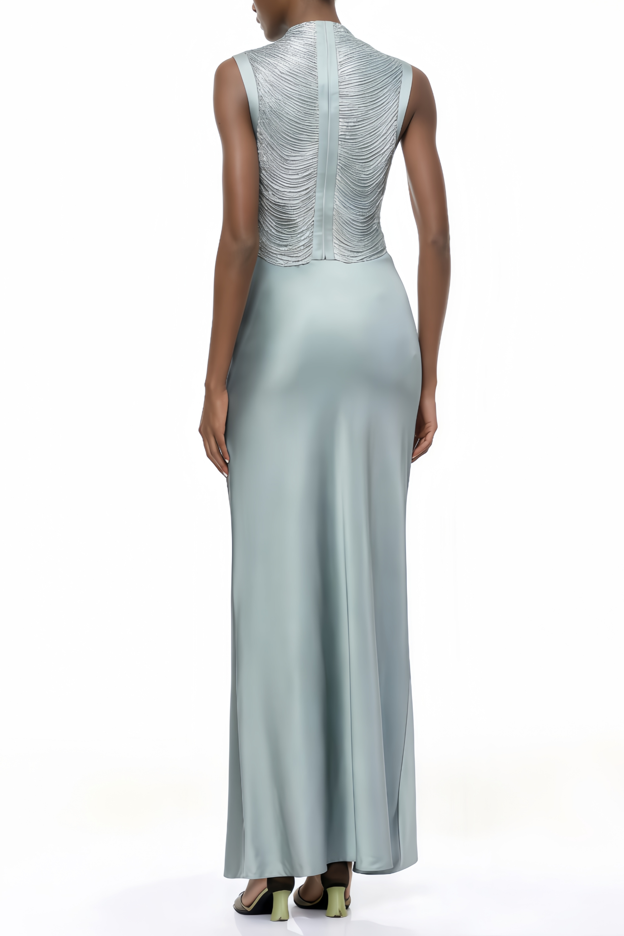 Borbála Blaues Oberteil mit Fransen & Satinsrock-Set