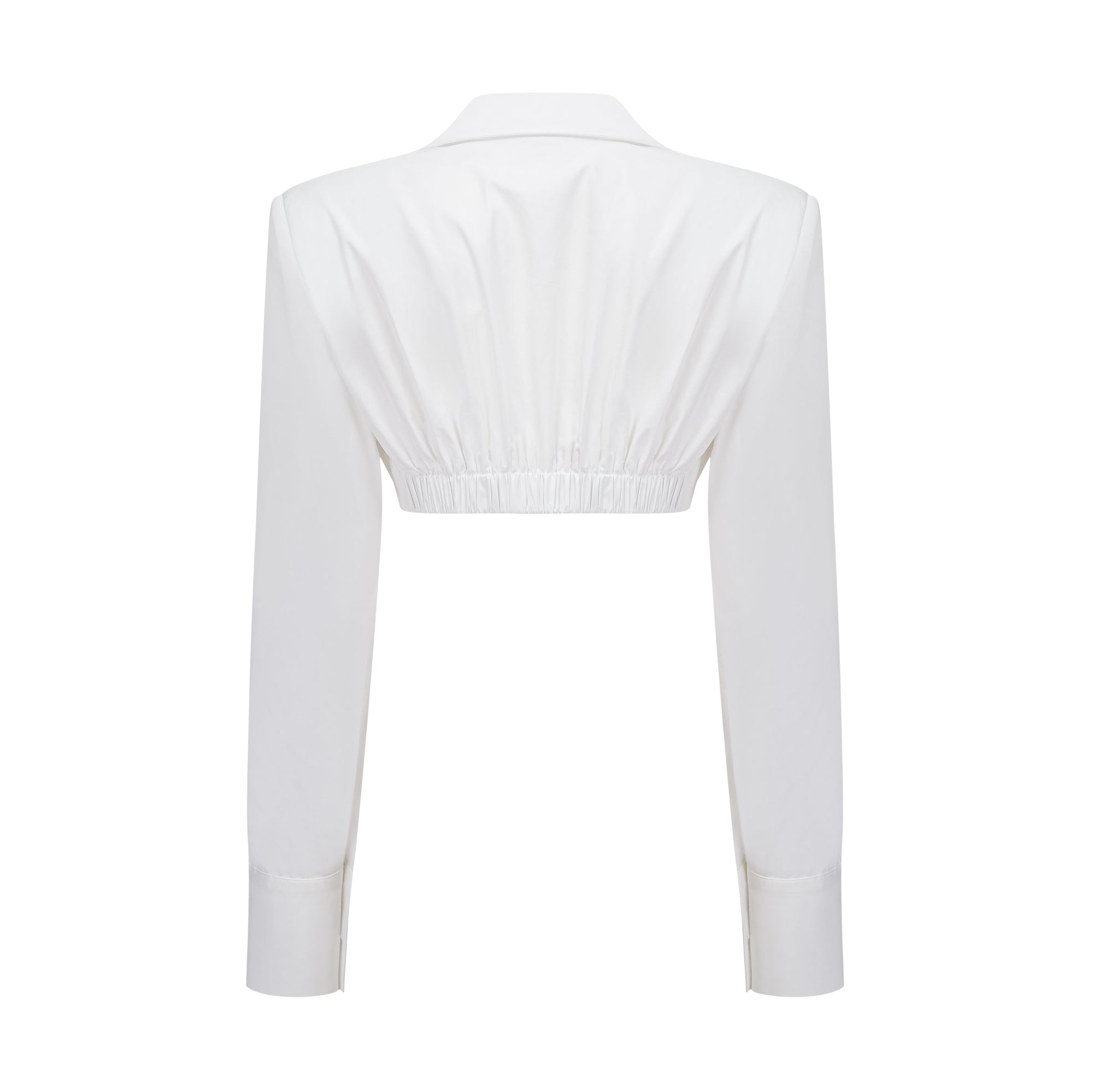 Caterina Weißes Set aus gerafftem Hemd und Rock