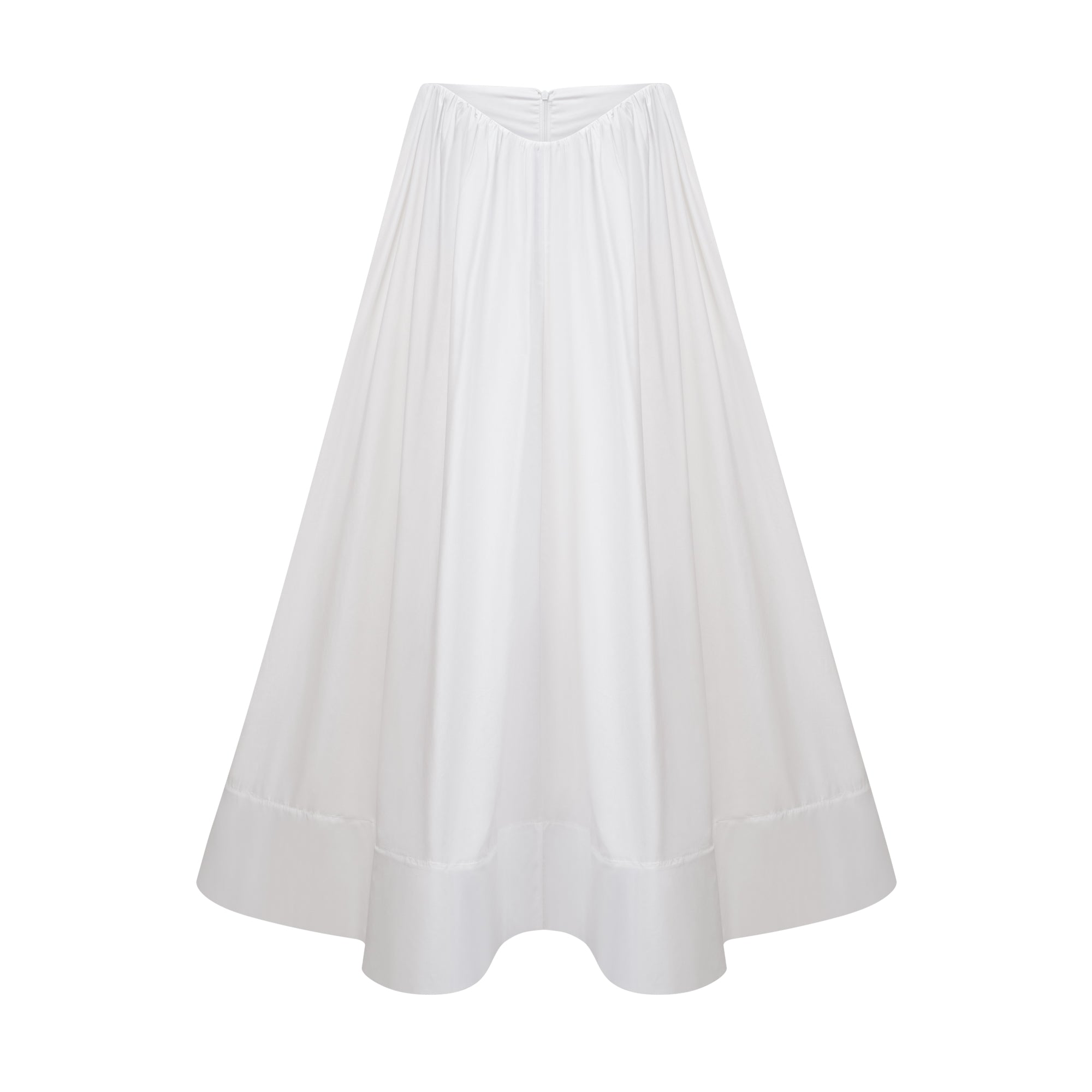 Caterina Weißes Set aus gerafftem Hemd und Rock