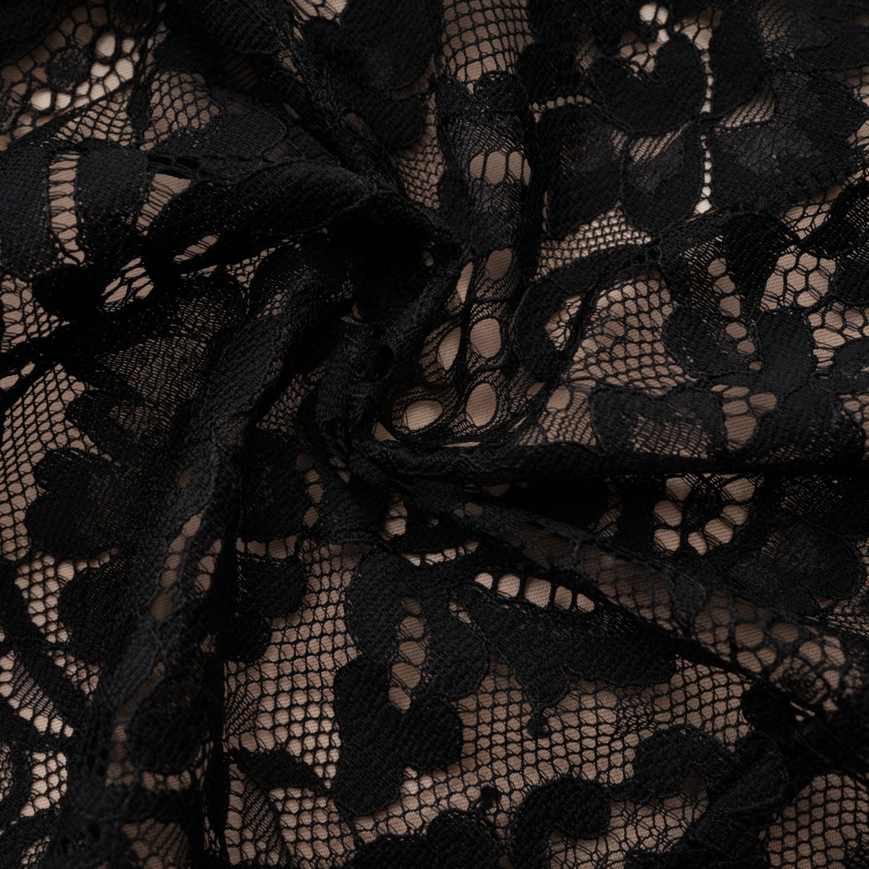 Schwarzes Minikleid mit floraler Spitze