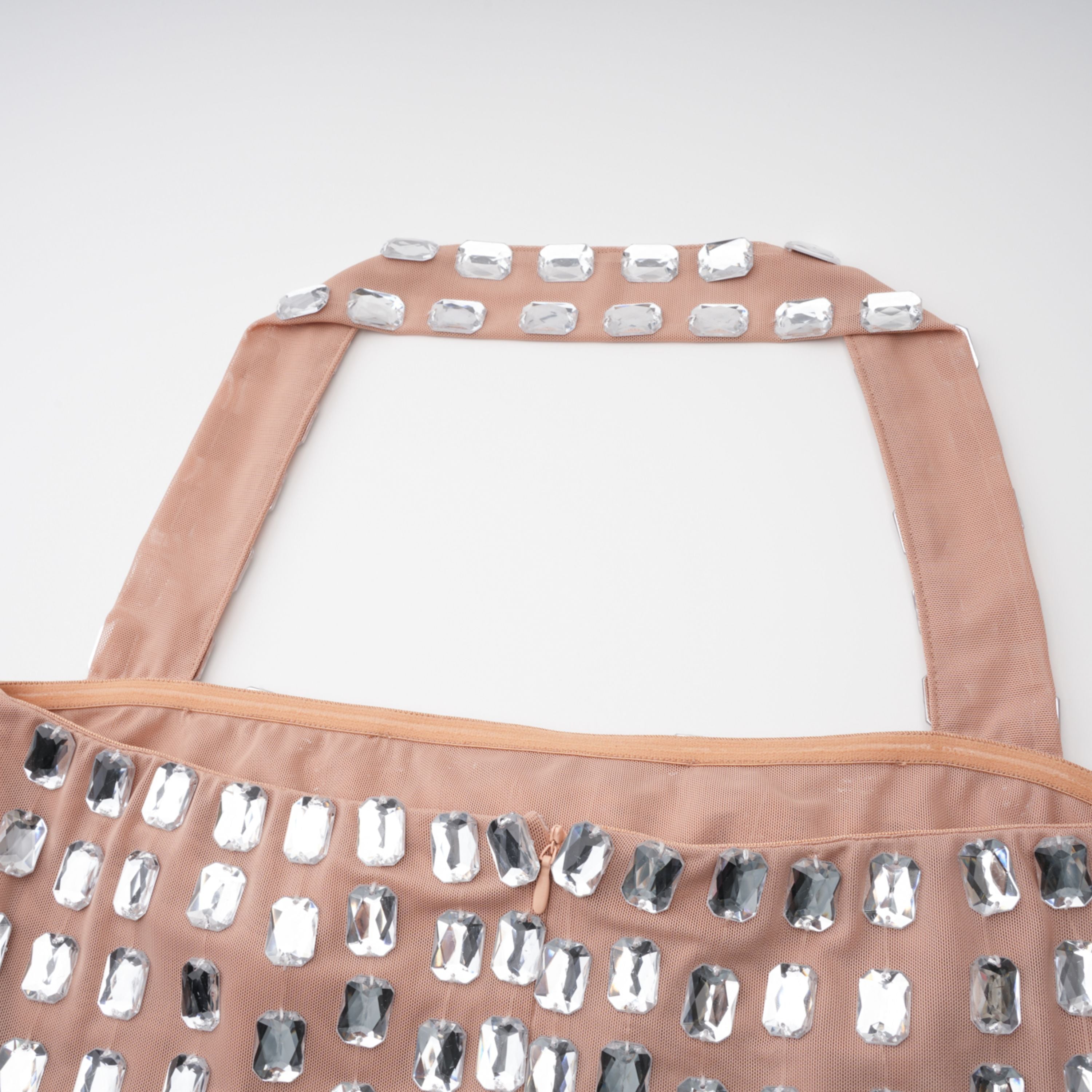 Giustina Silber Halterneck-Minikleid mit Schleife und Kristallen