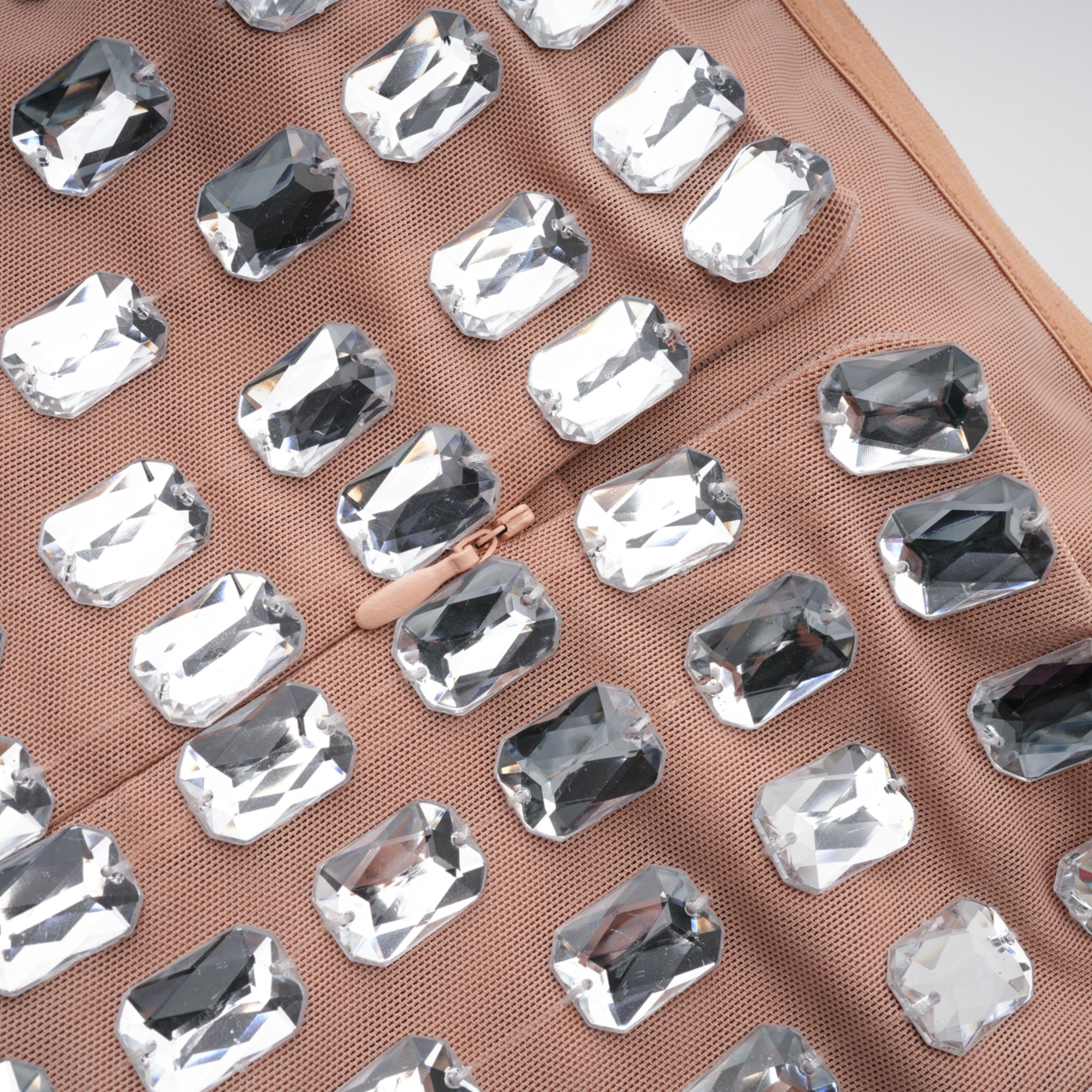 Giustina Silber Halterneck-Minikleid mit Schleife und Kristallen