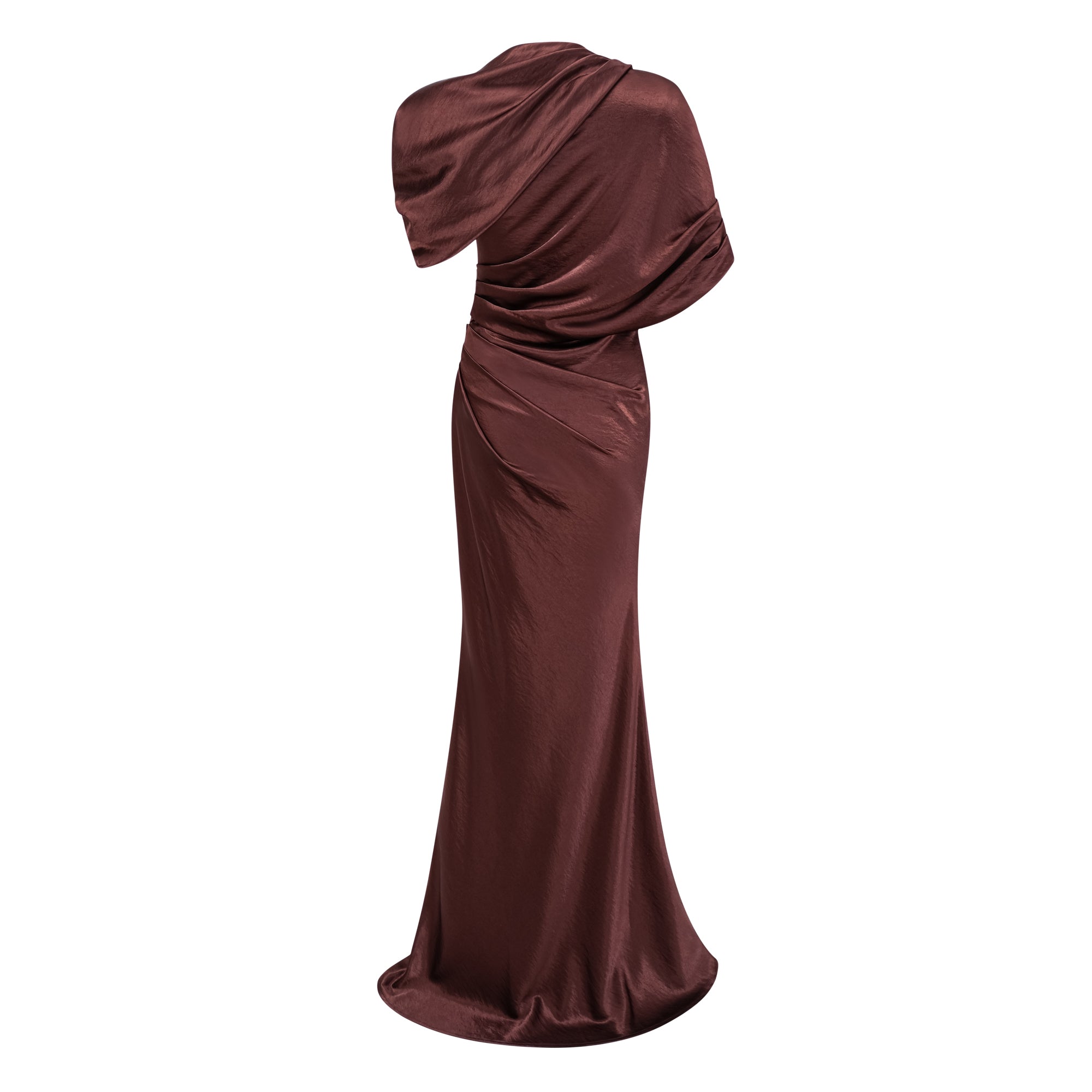 Luisa Brown Asymmetrisches Maxikleid aus gerafftem Satin