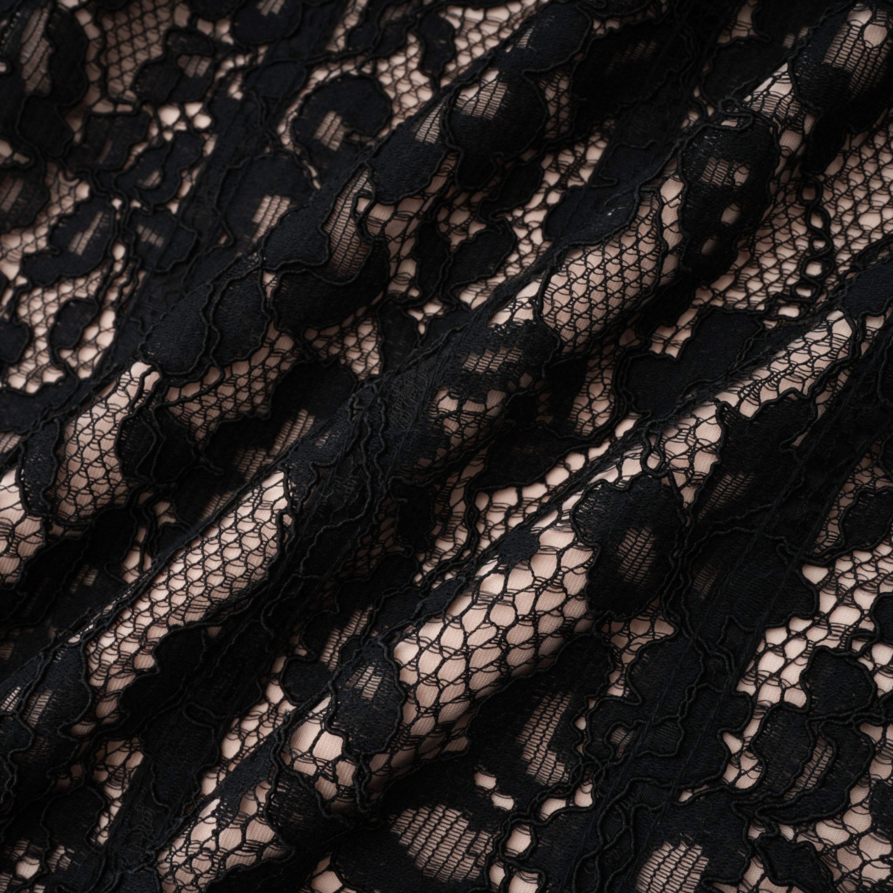 Giorgia Schwarzes Maxikleid mit floraler Spitze und Korsett