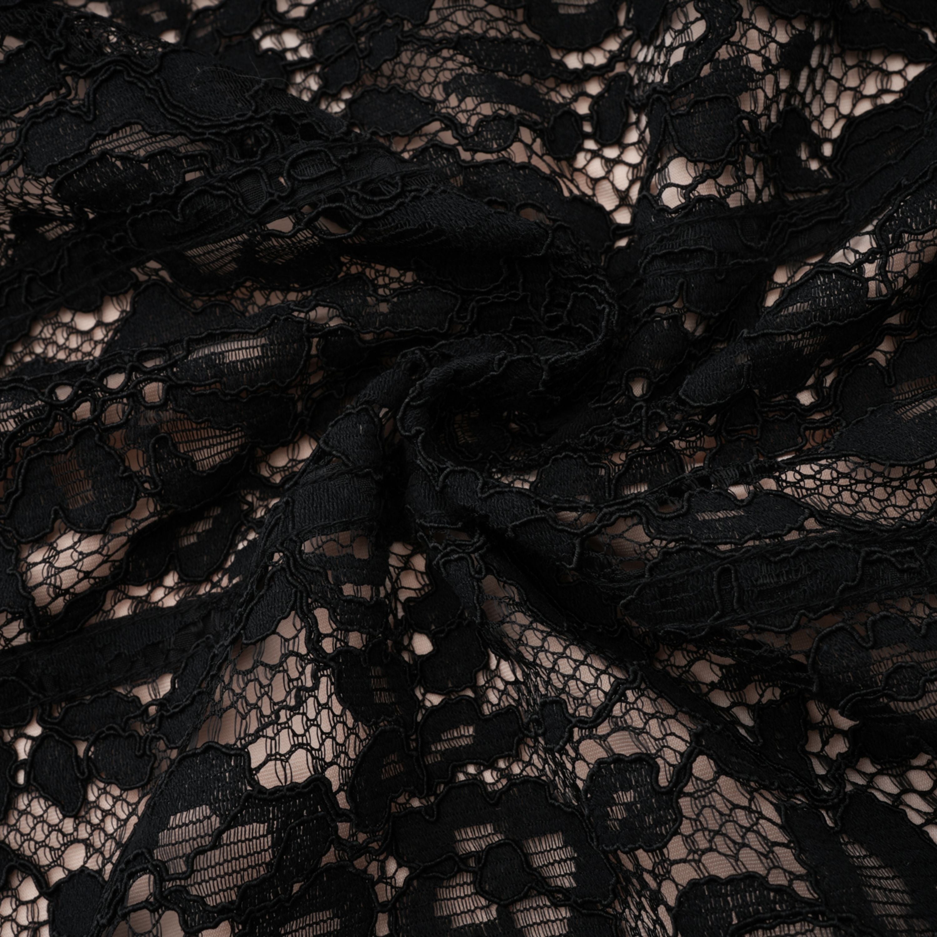 Giorgia Schwarzes Maxikleid mit floraler Spitze und Korsett