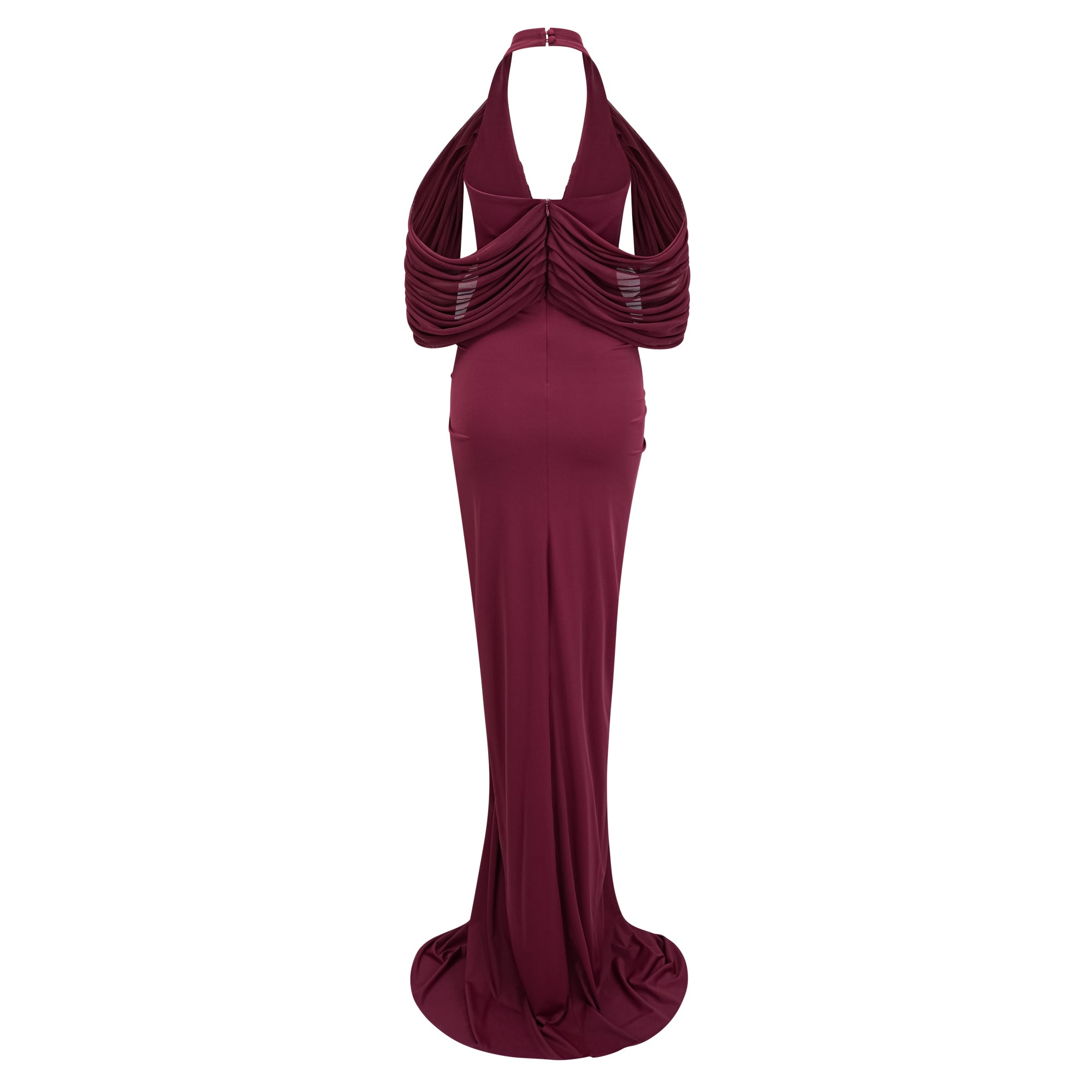 Eléa Rotes Maxikleid mit drapierten Schultern