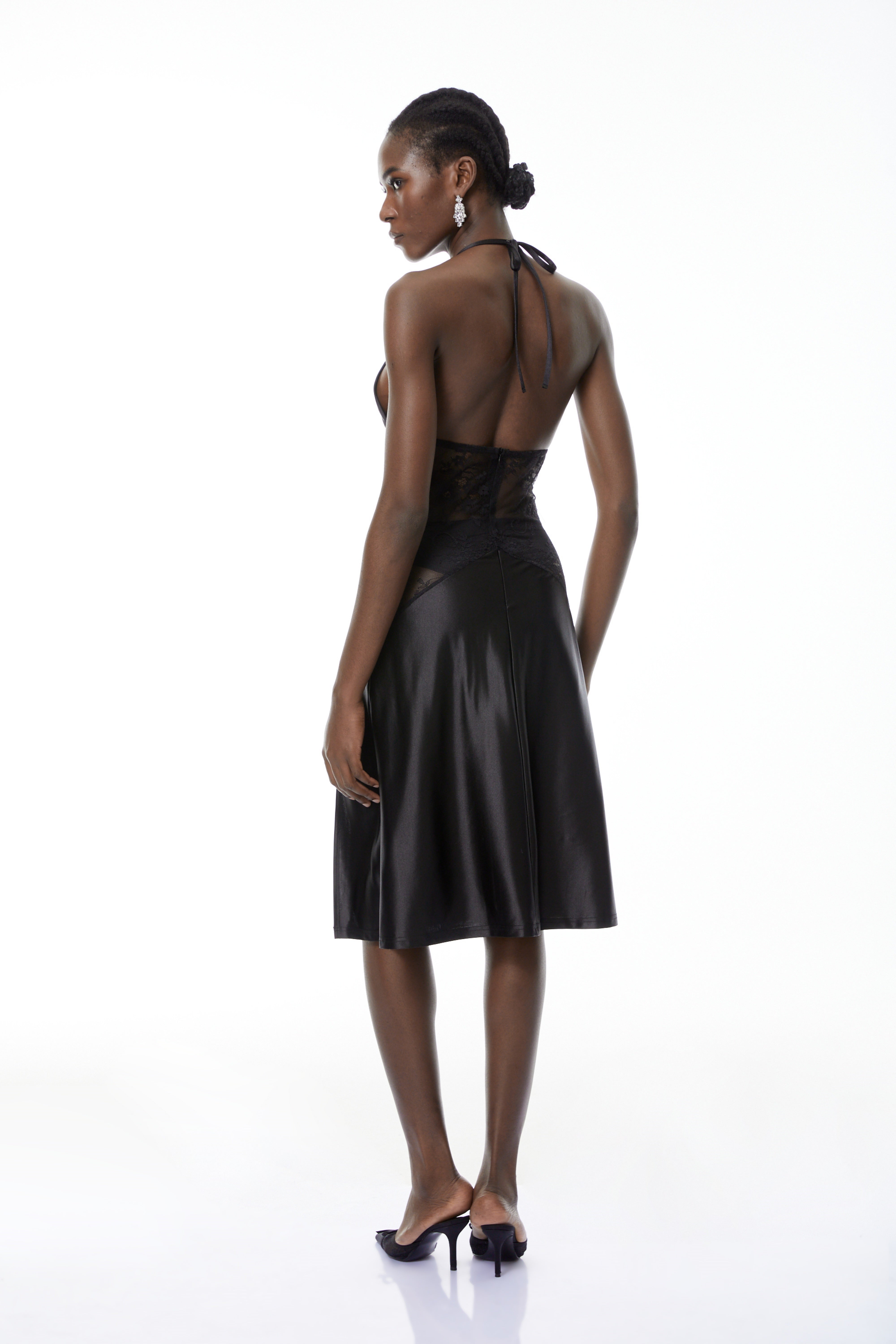 Denisa Midi-Kleid mit schwarzer Spitze