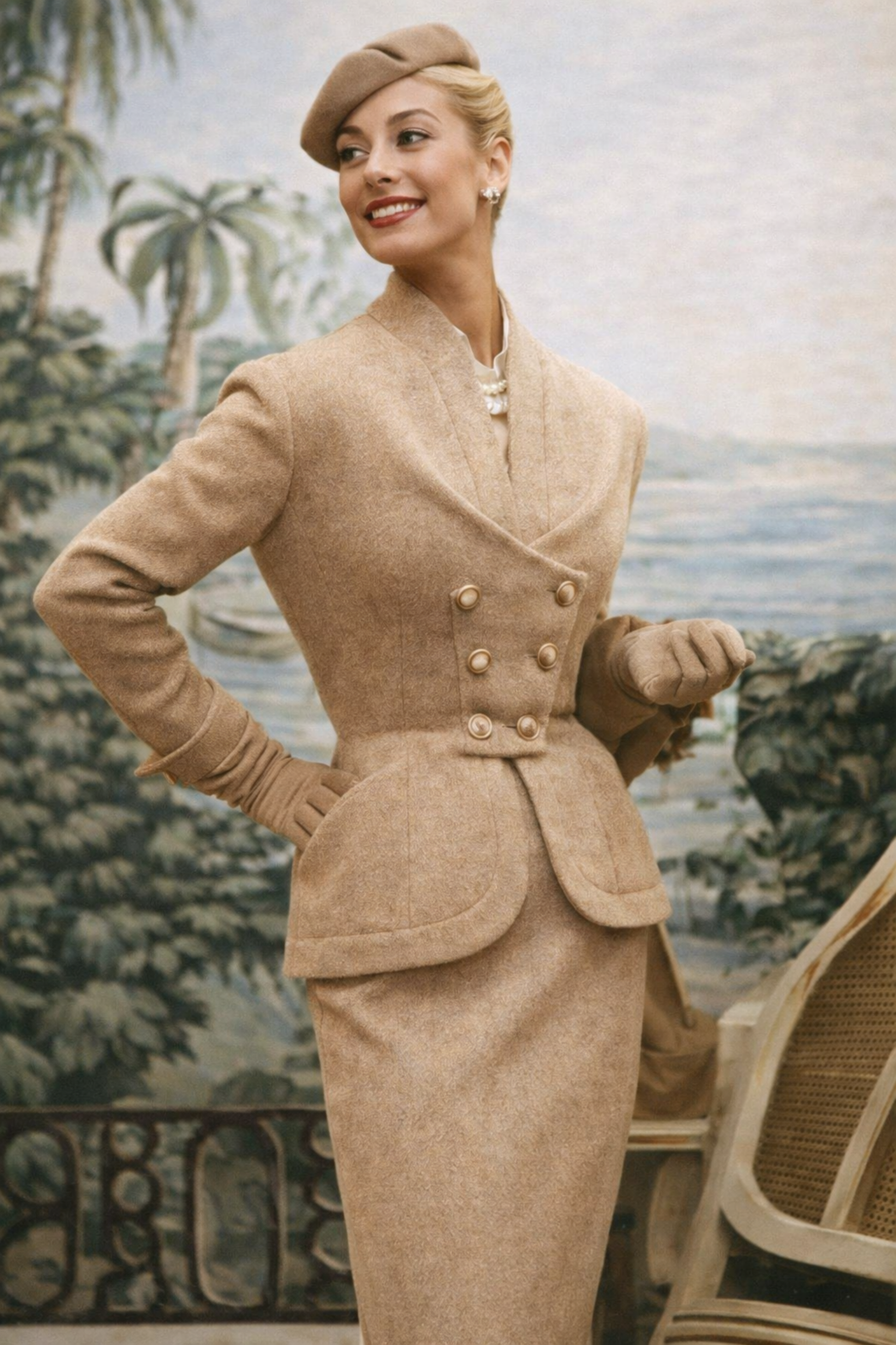 Gracie Grey Zweireihige Jacke & Rock-Set