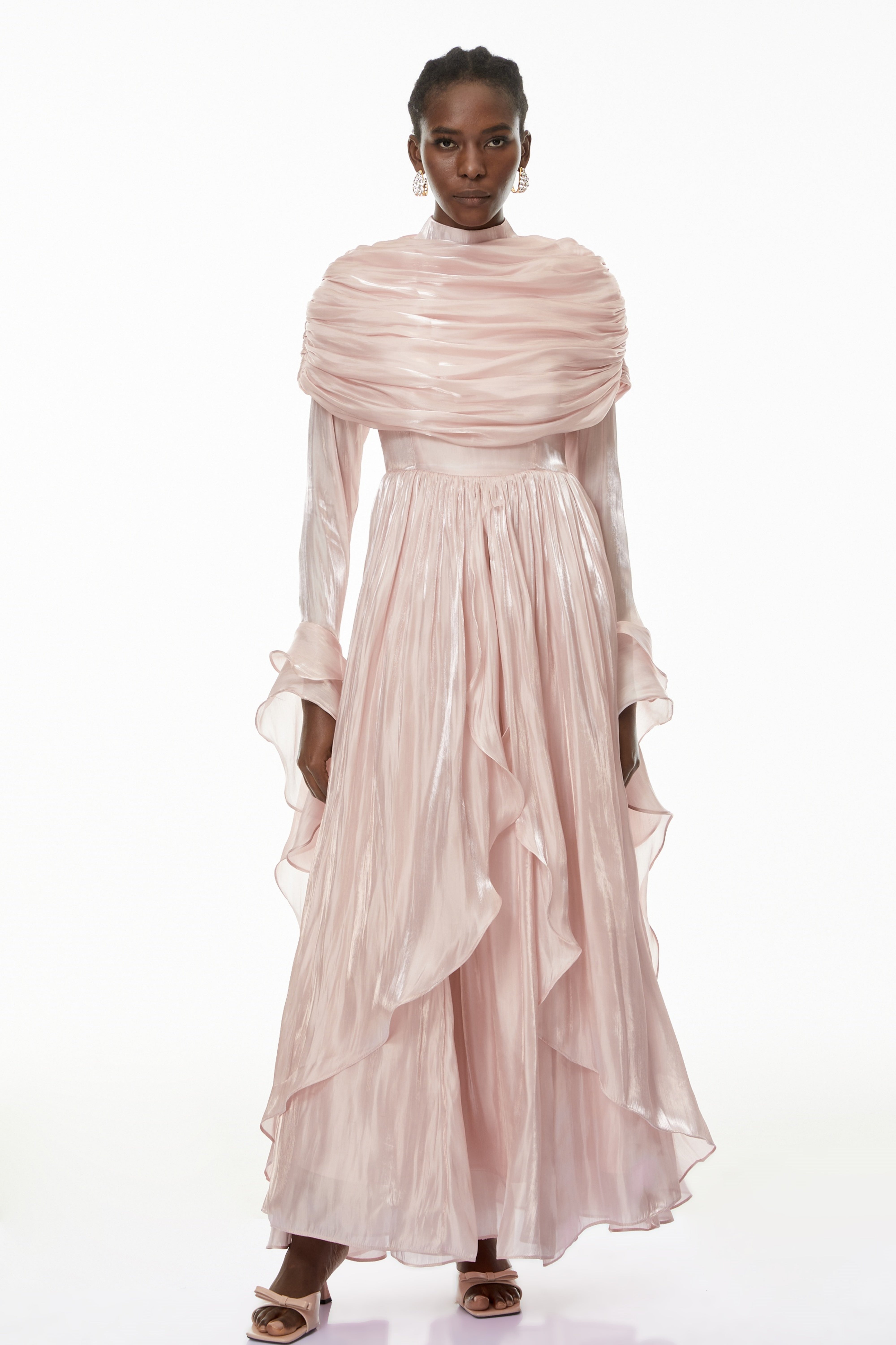 Gustave Pink Rüschen-Cape Maxikleid mit Rüschen